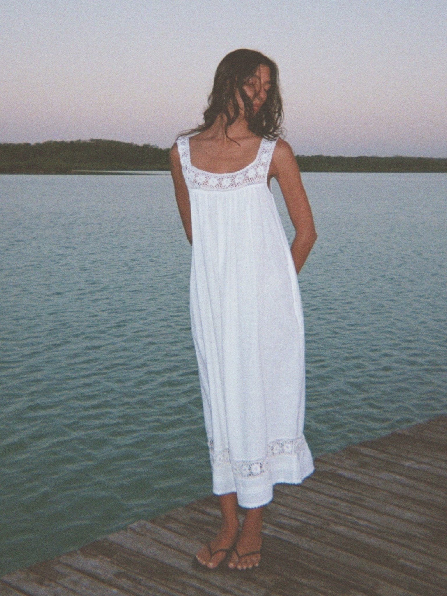 Adelia Dress in White Linen