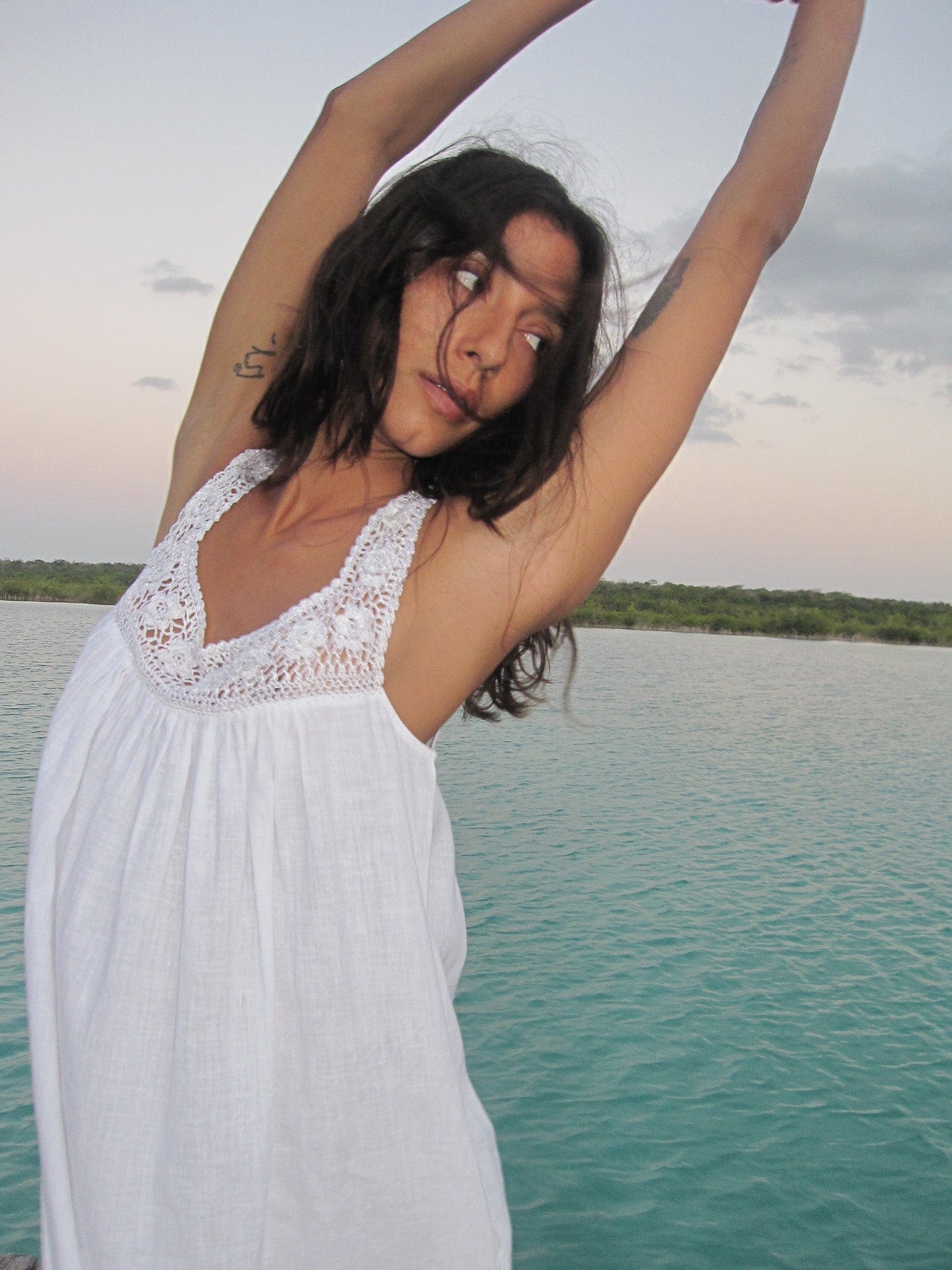 Adelia Dress in White Linen