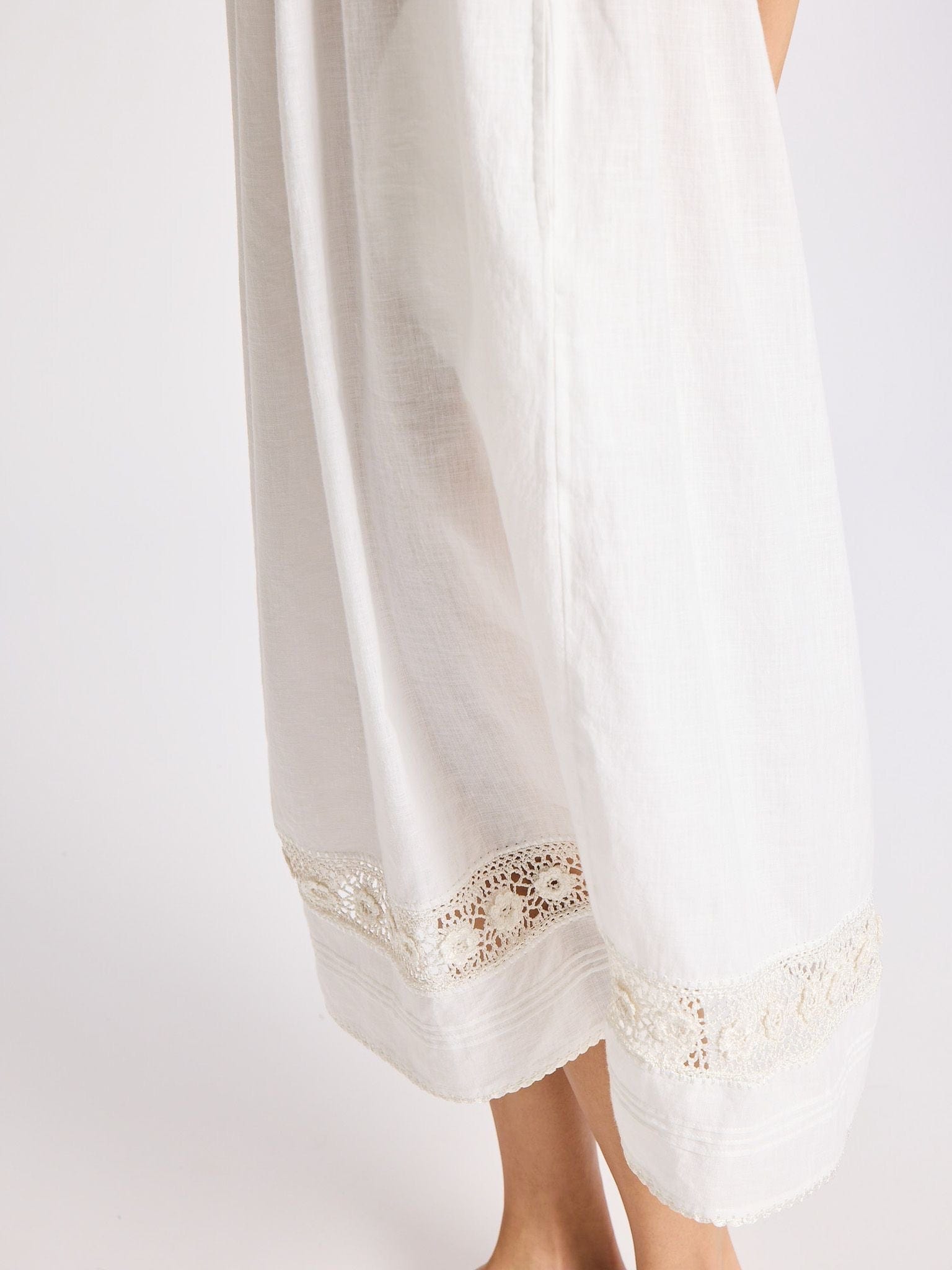 Adelia Dress in White Linen