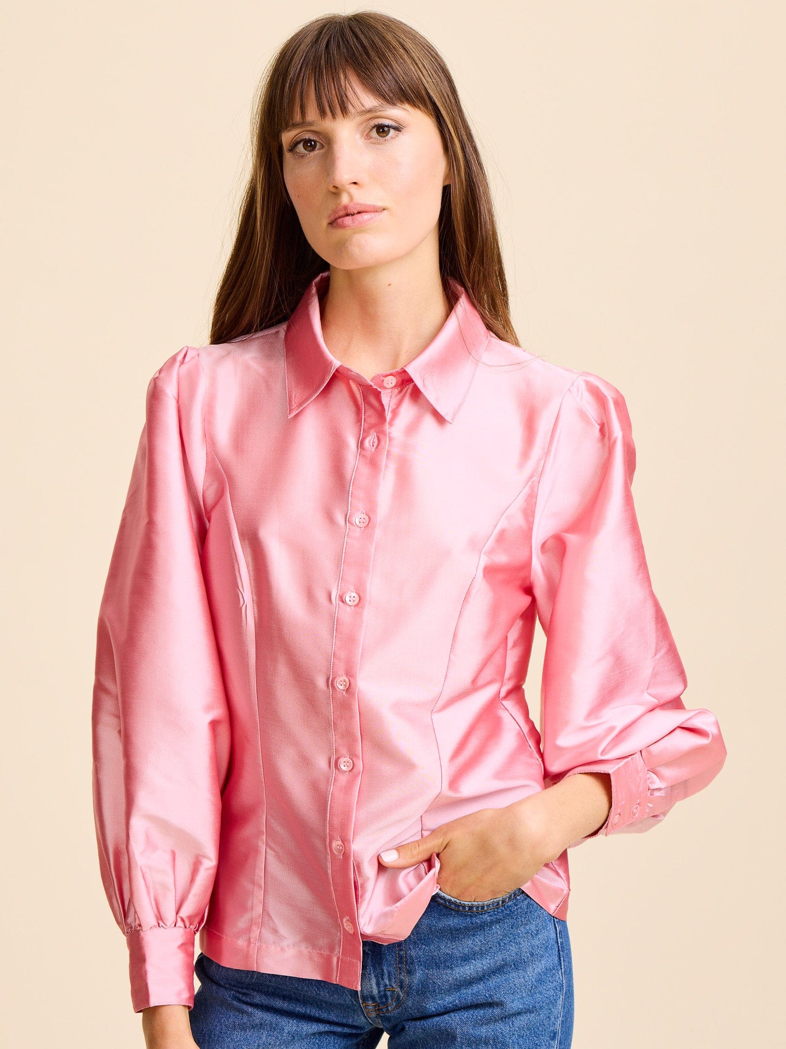 Adeline Top in Peony Taffeta