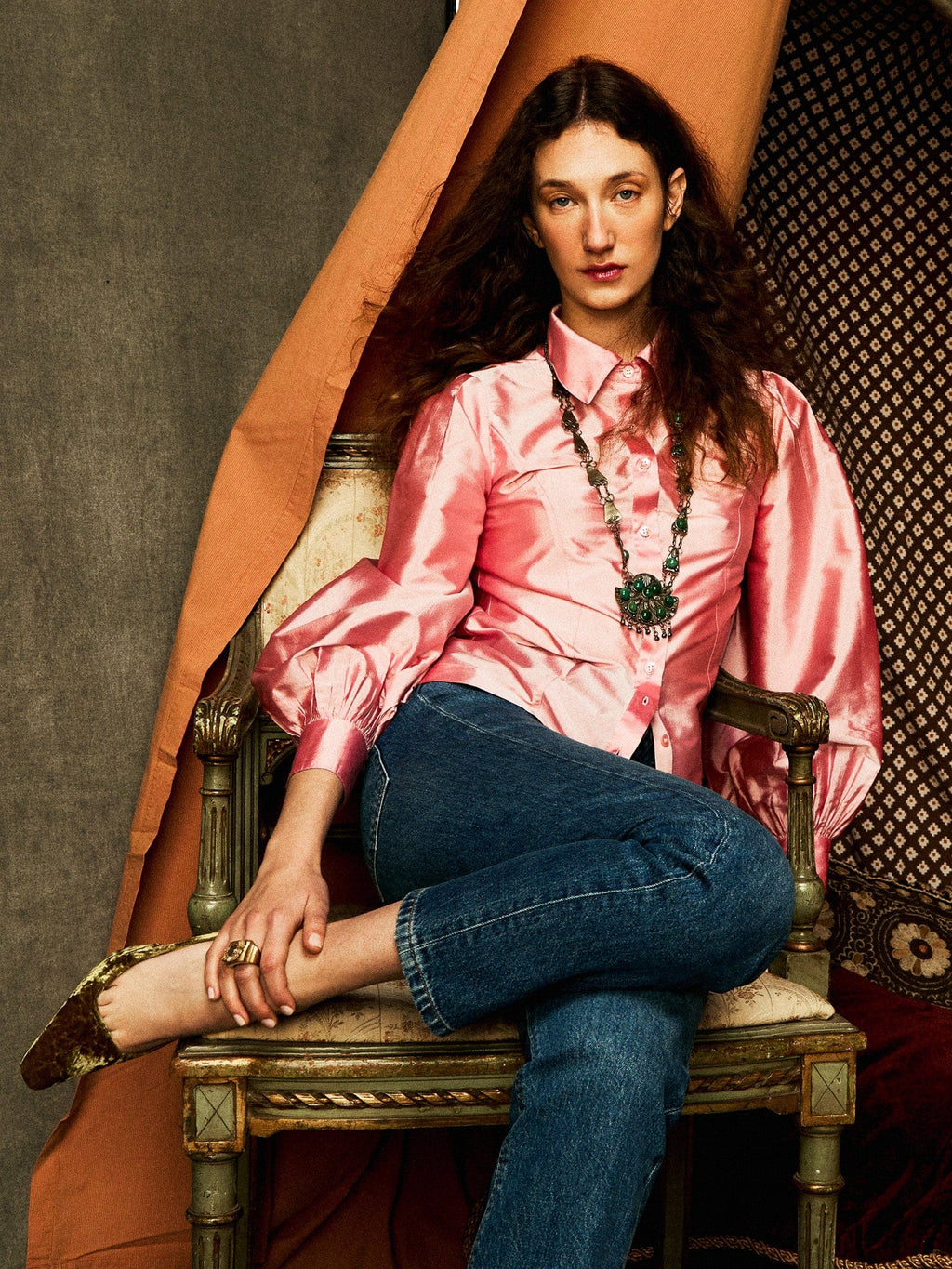 Adeline Top in Peony Taffeta
