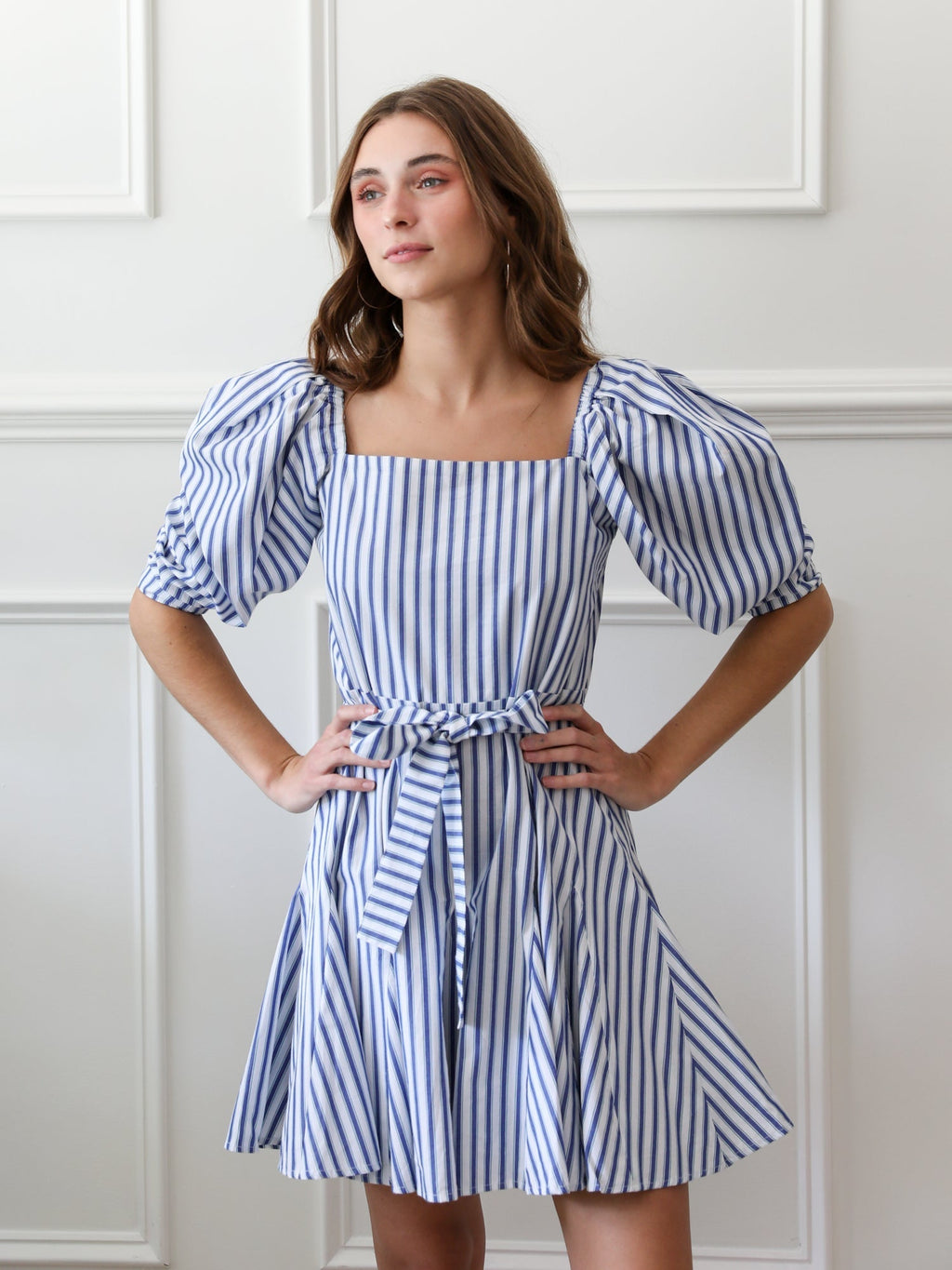 Anais Dress in Blue Stripe