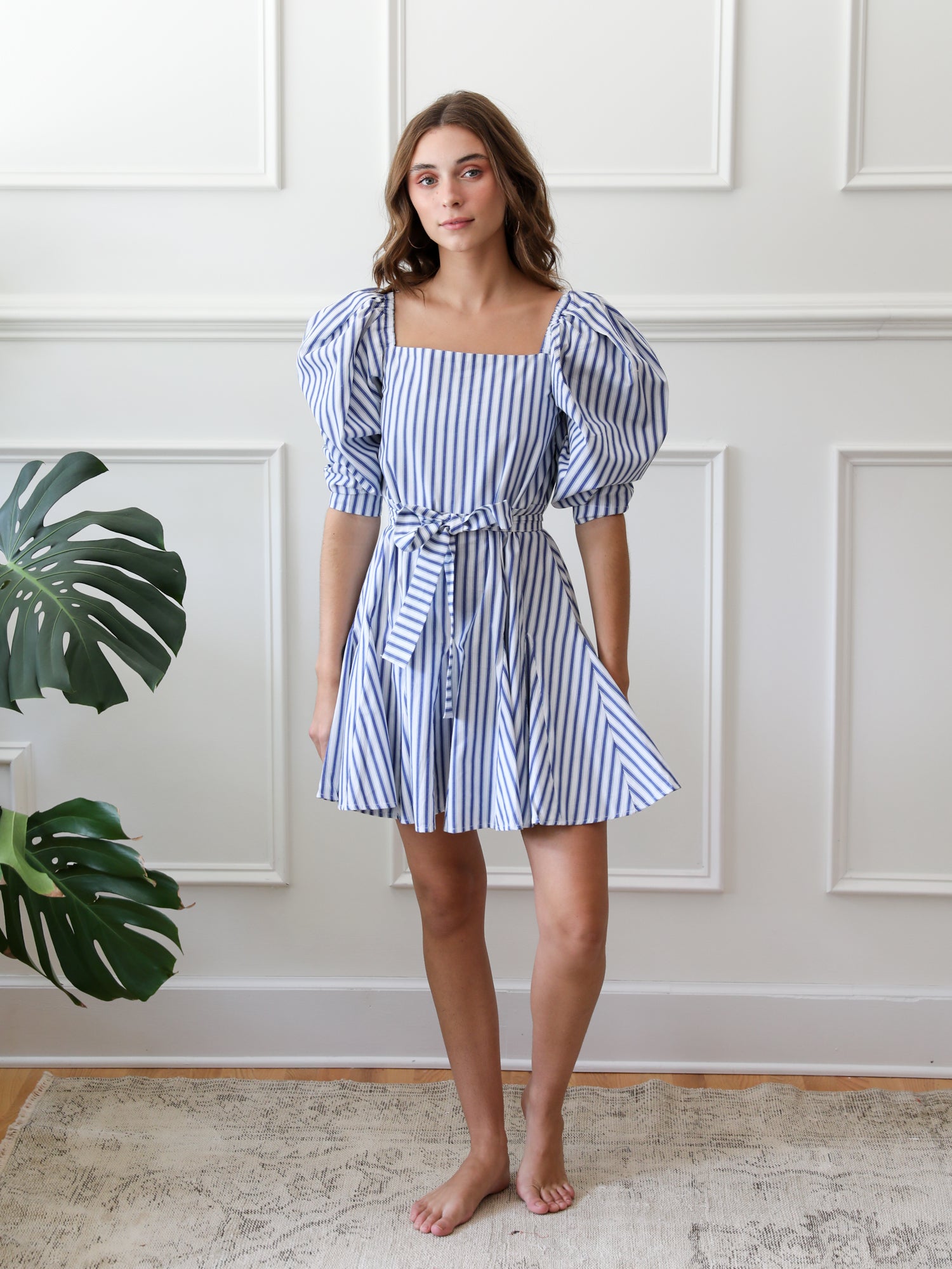 Anais Dress in Blue Stripe
