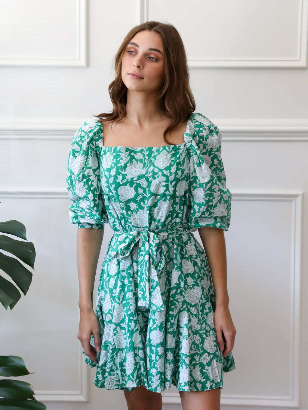 Anais Dress in Green Zinnia