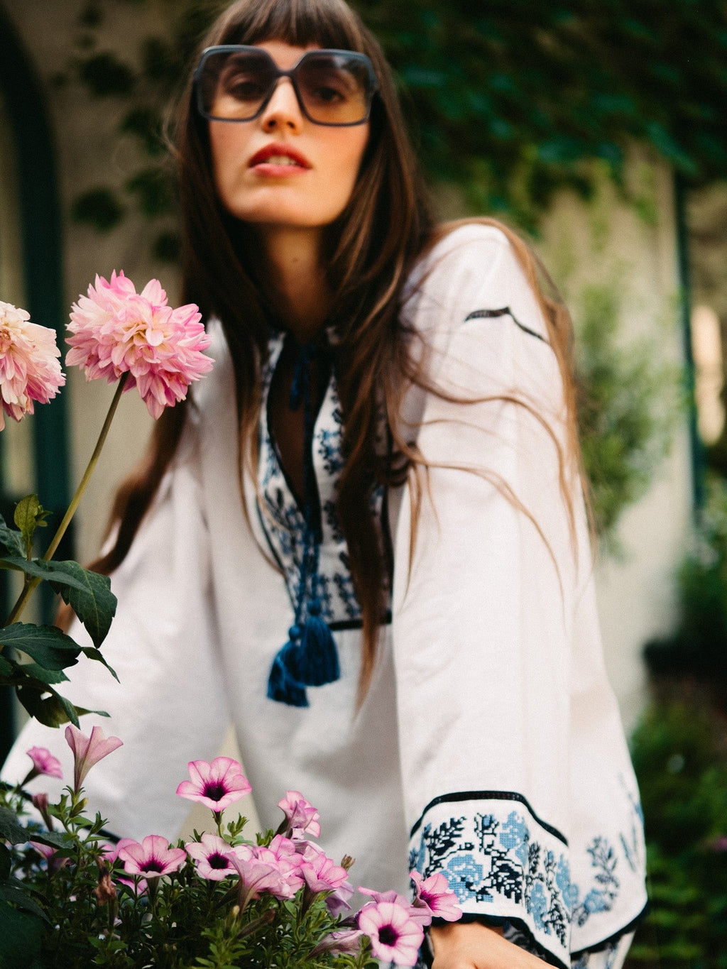 Angelica Top in Santorini Embroidery