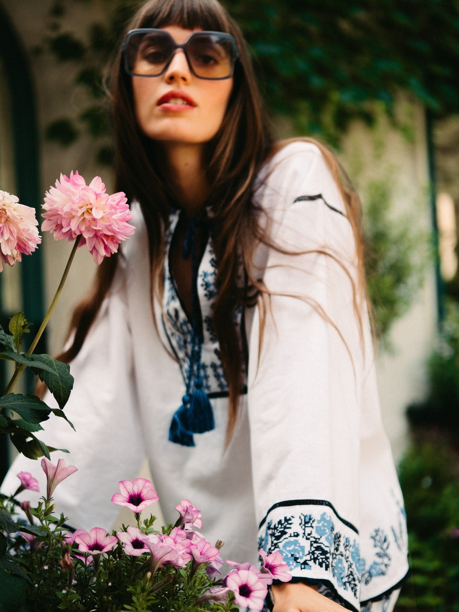 Angelica Top in Santorini Embroidery