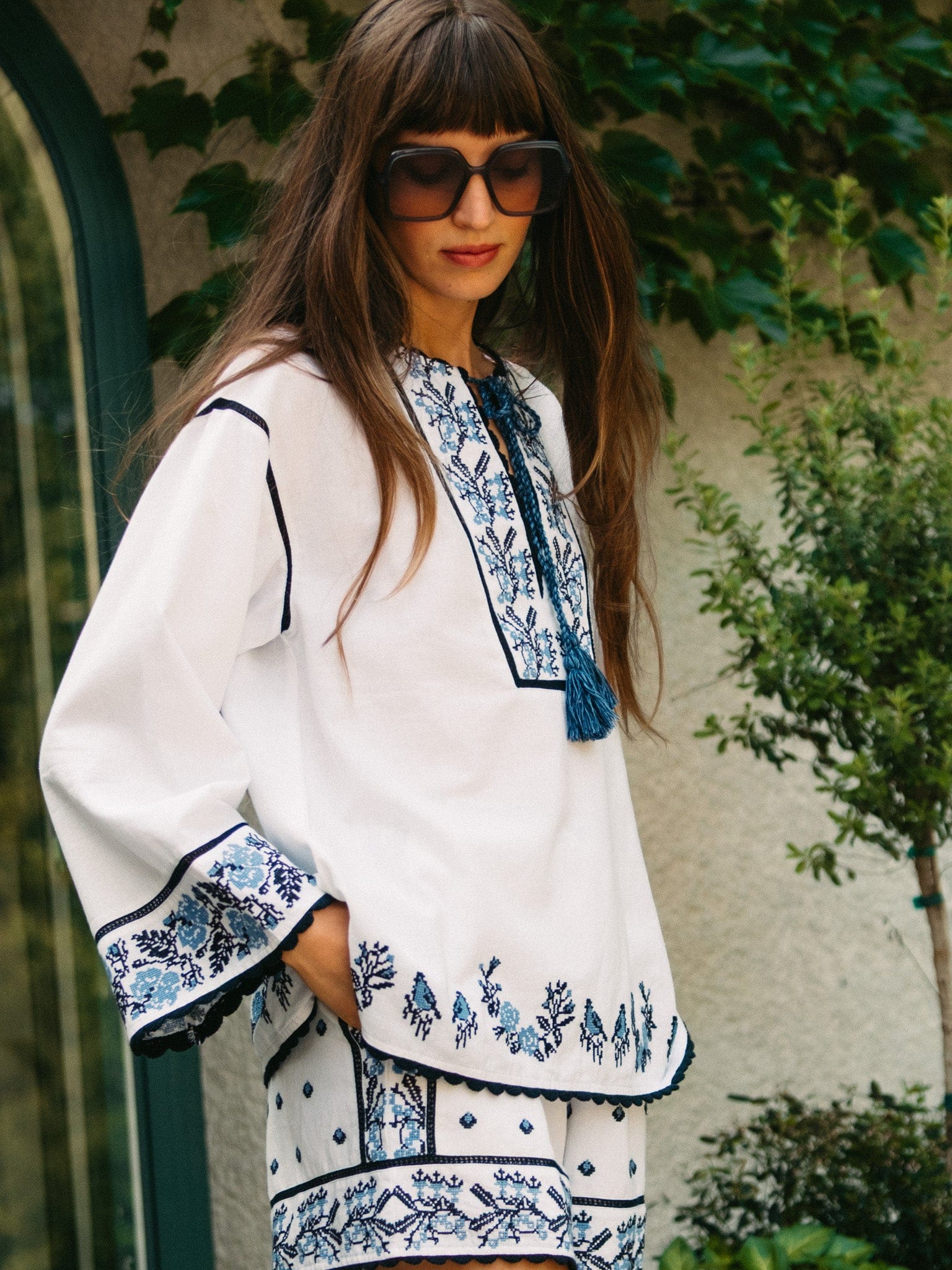 Angelica Top in Santorini Embroidery