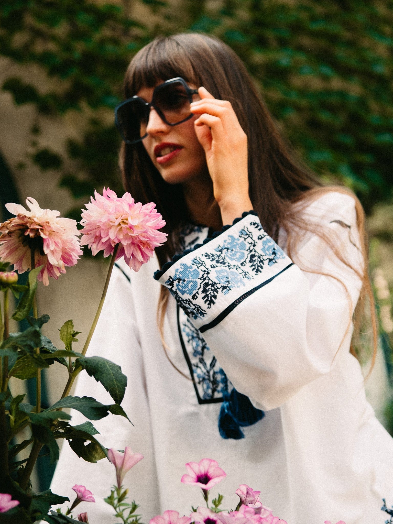 Angelica Top in Santorini Embroidery