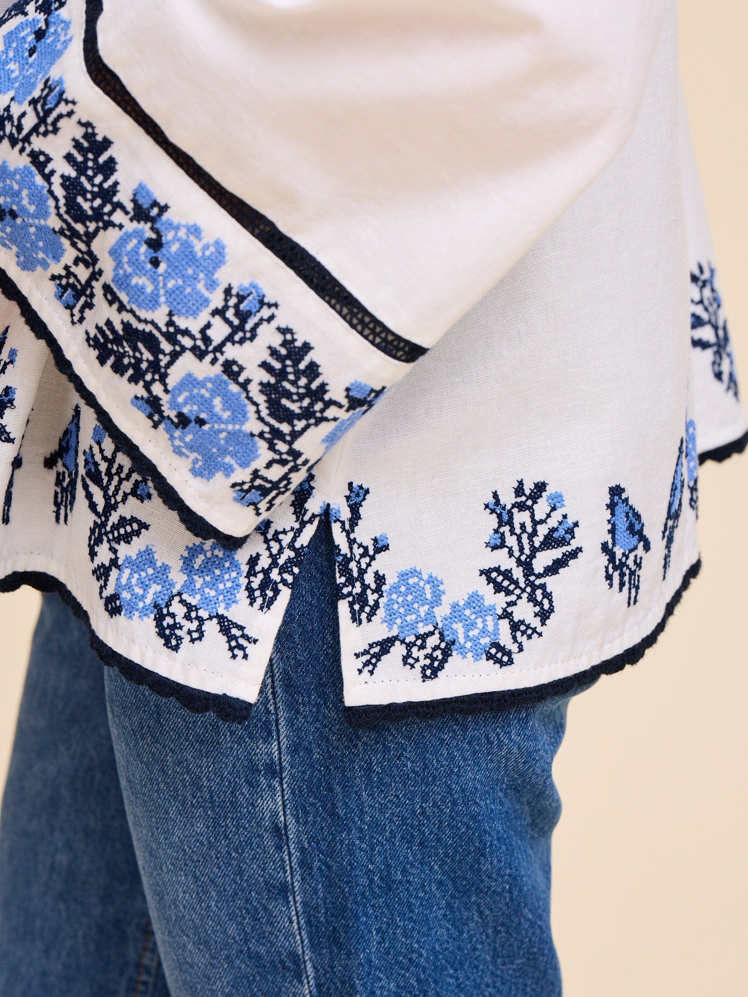 Angelica Top in Santorini Embroidery