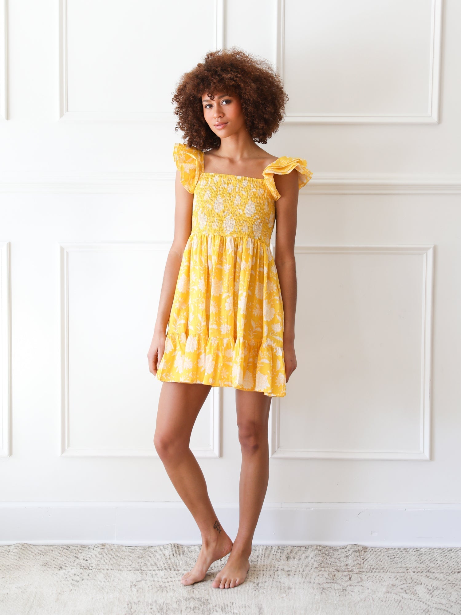 Bea Dress in Yellow Zinnia
