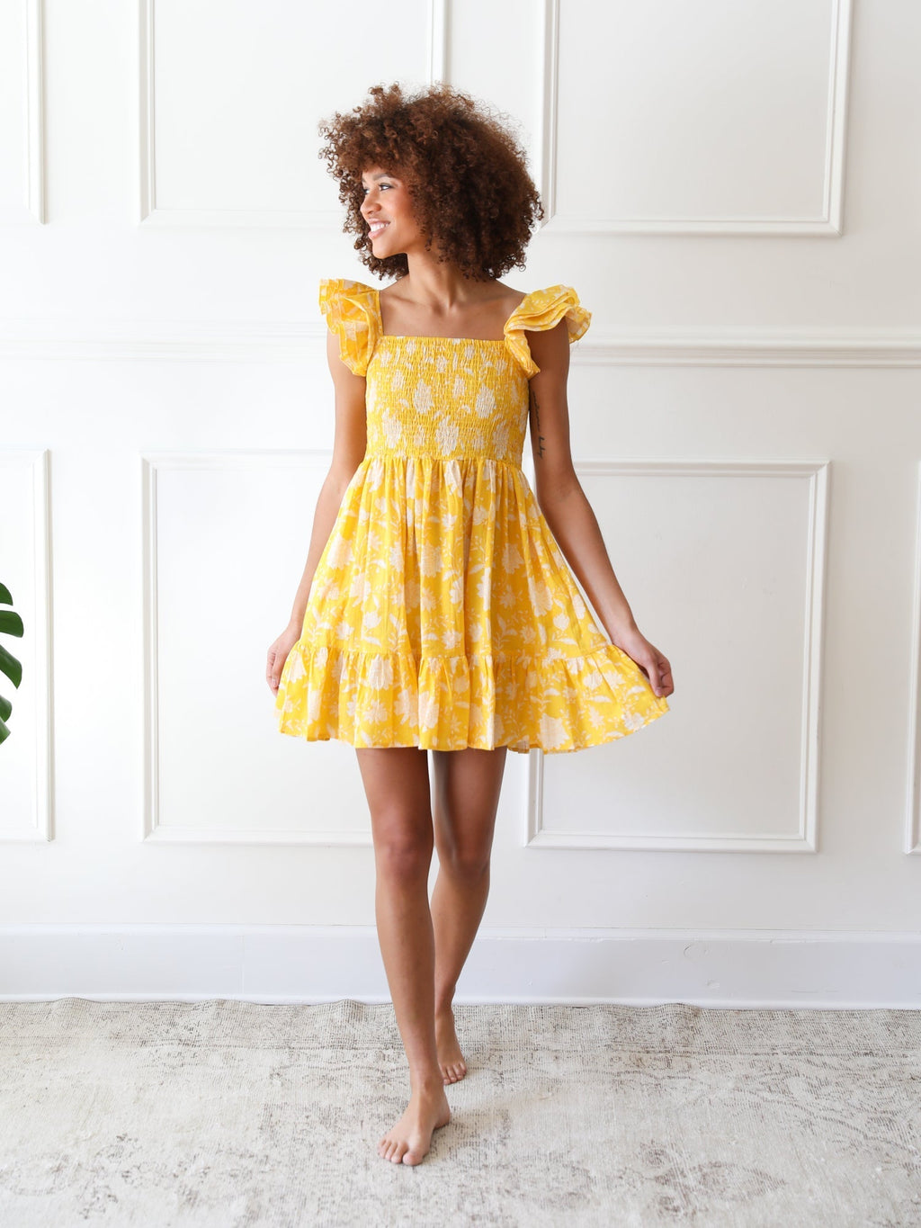Bea Dress in Yellow Zinnia