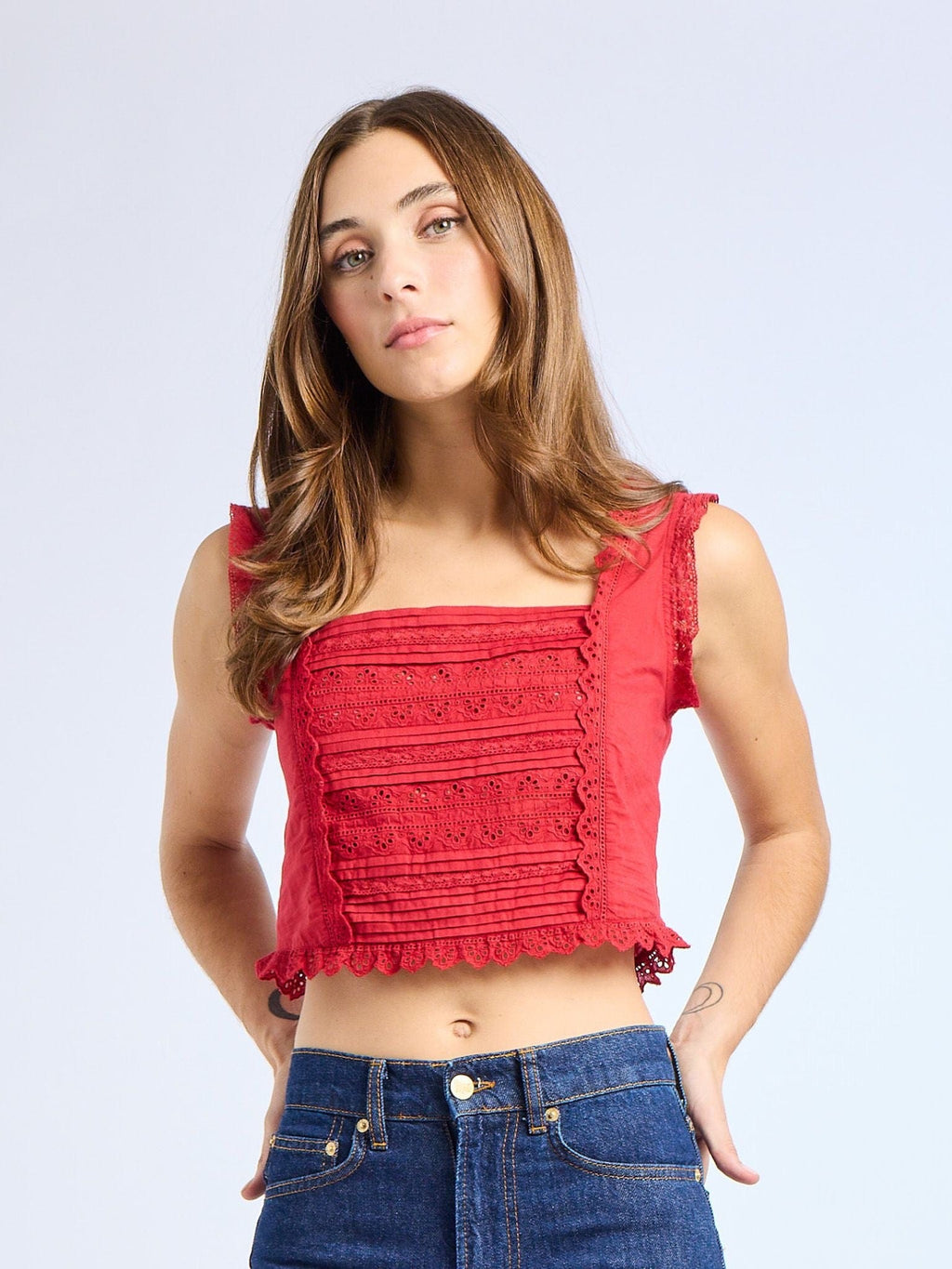 Bessie Top in Cherry Lace