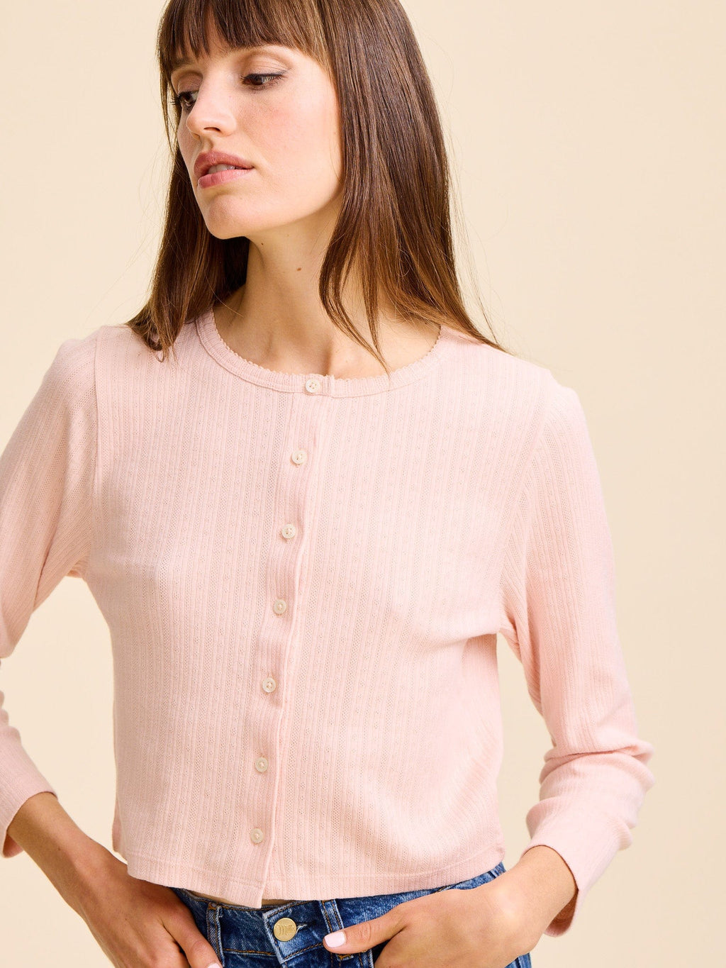 Bibi Pointelle Cardigan in Spanish Villa