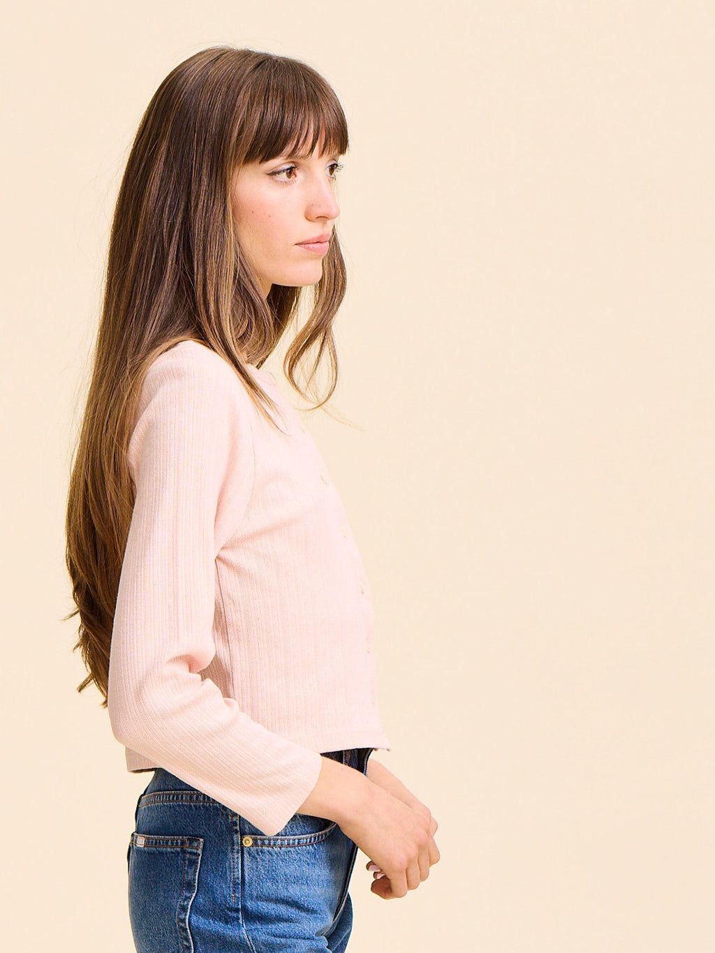 Bibi Pointelle Cardigan in Spanish Villa
