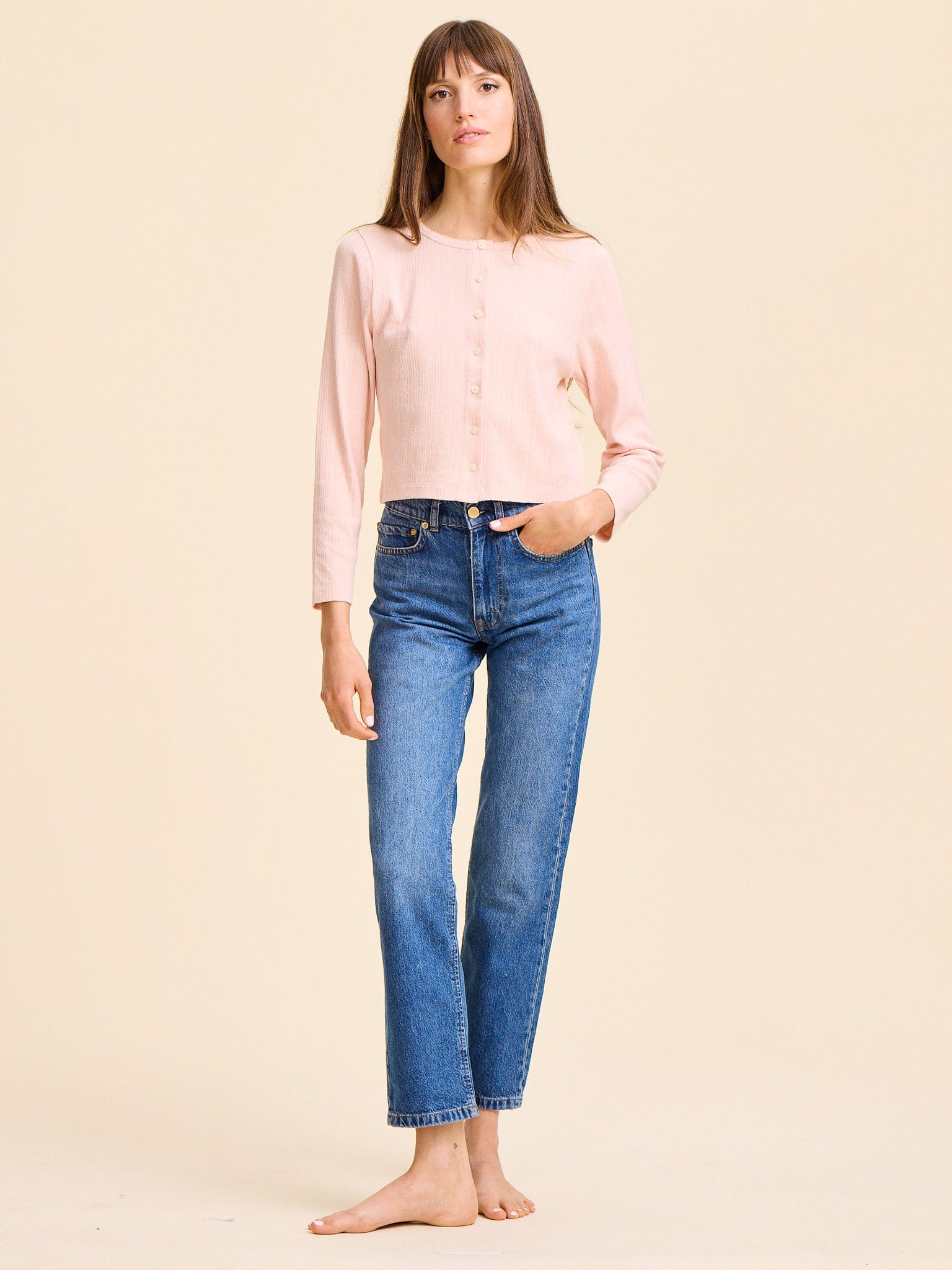 Bibi Pointelle Cardigan in Spanish Villa