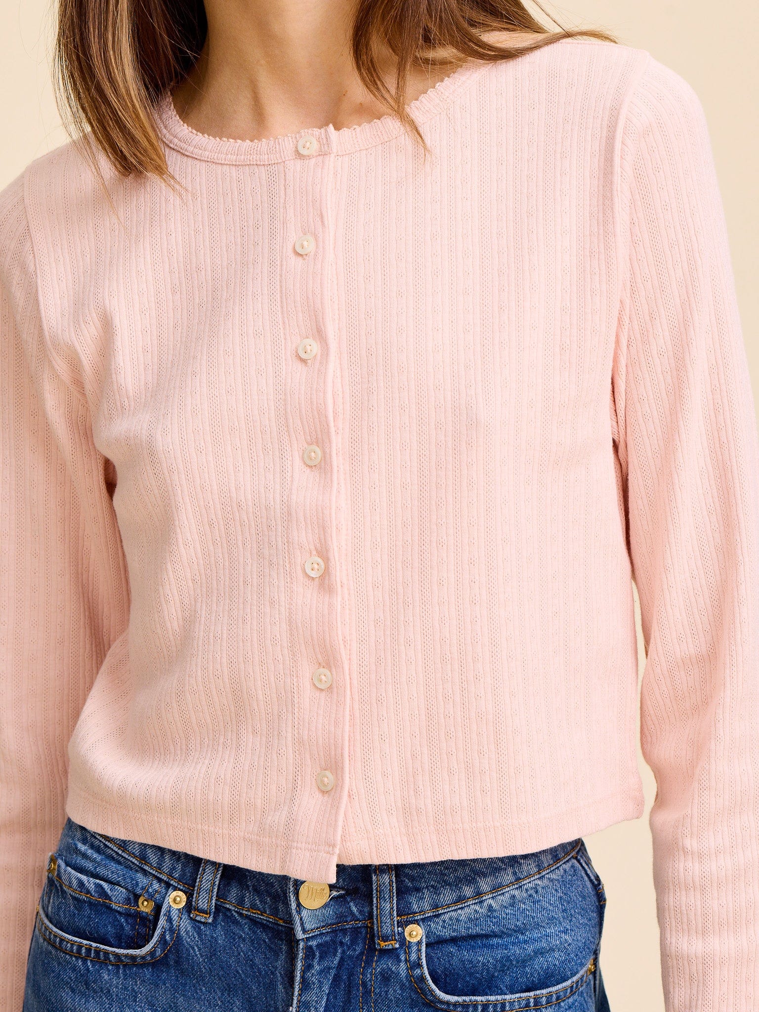 Bibi Pointelle Cardigan in Spanish Villa