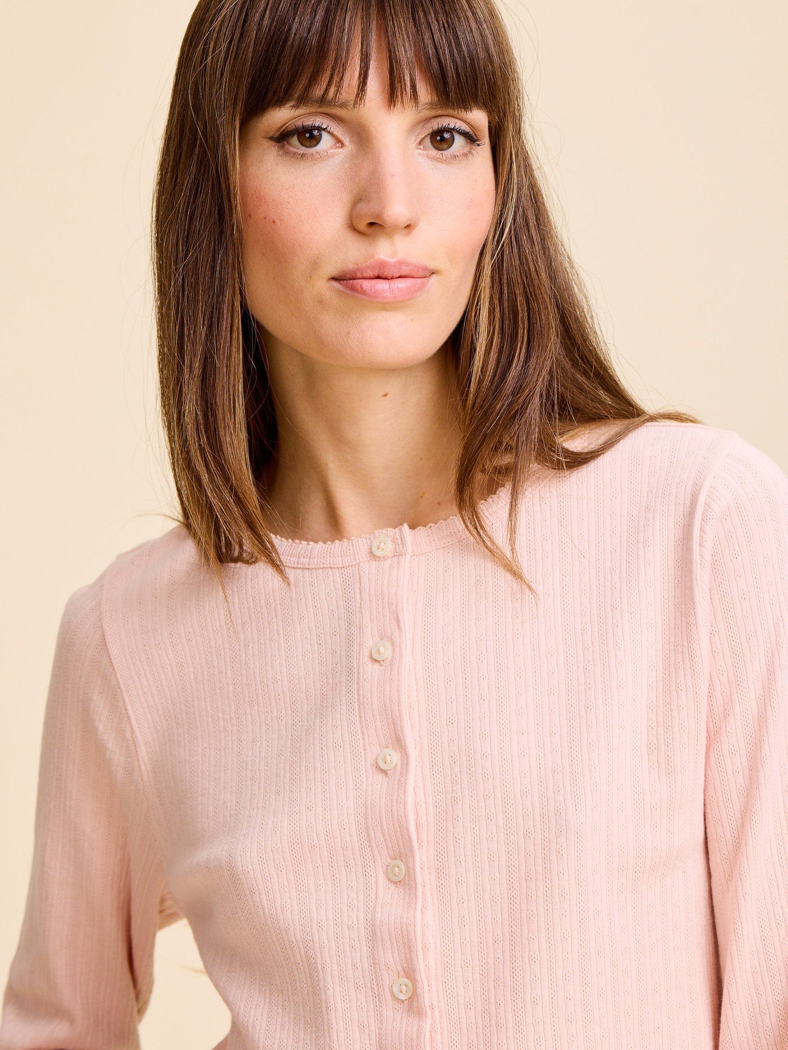 Bibi Pointelle Cardigan in Spanish Villa