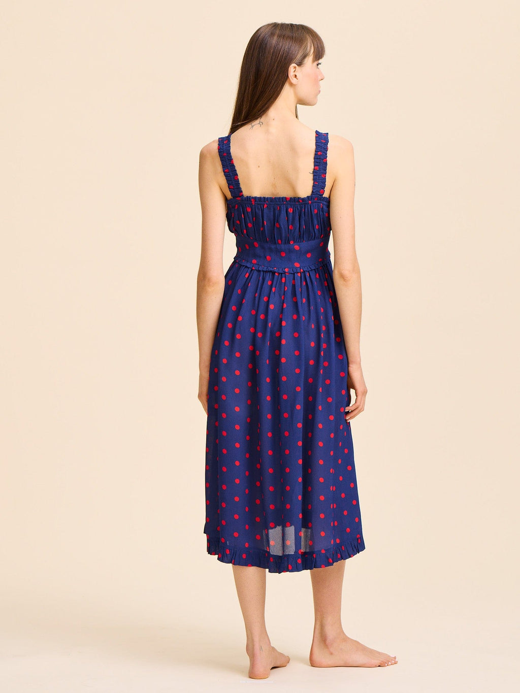 Calla Dress in Navy Dot