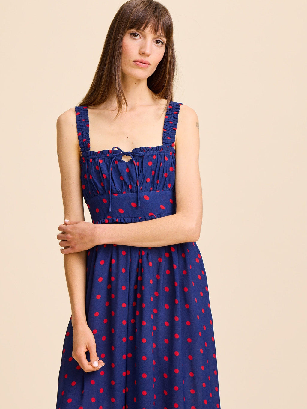 Calla Dress in Navy Dot