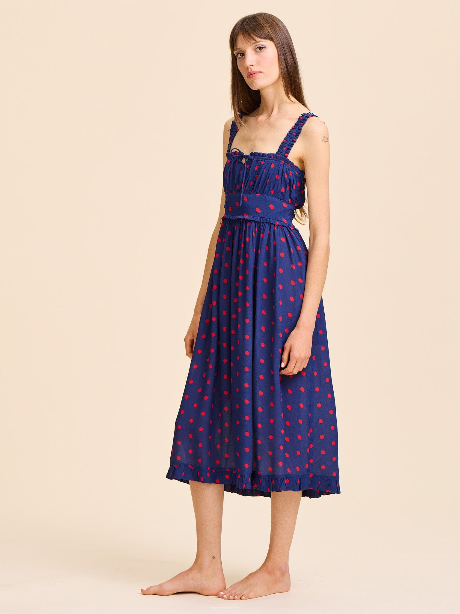 Calla Dress in Navy Dot