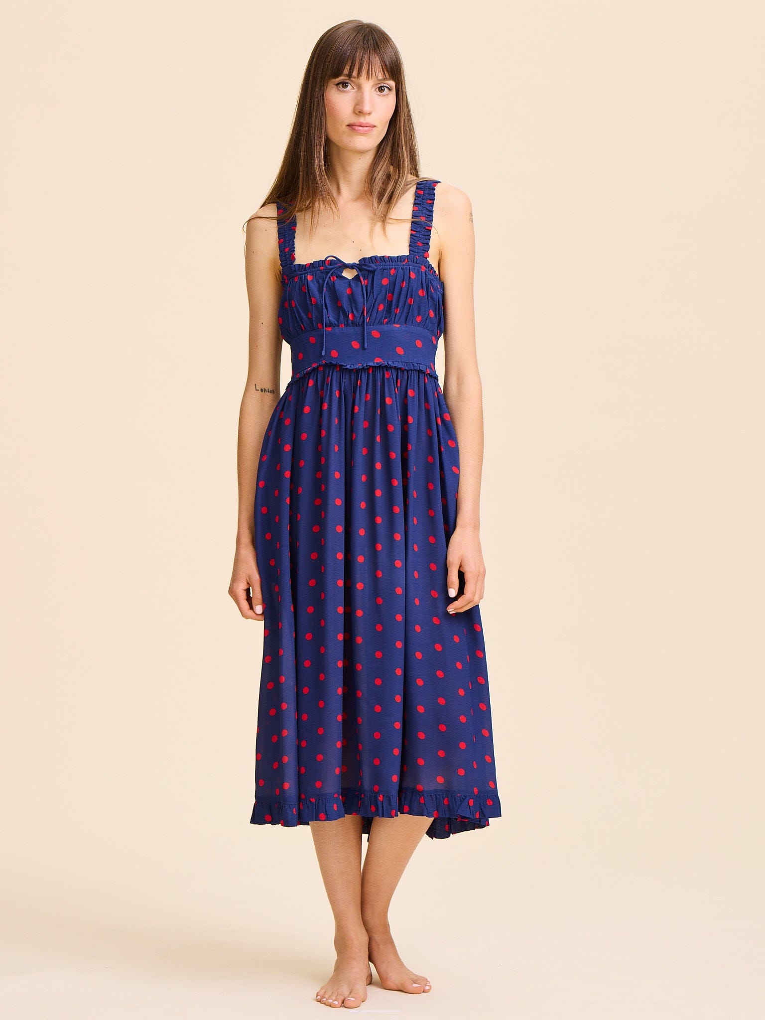 Calla Dress in Navy Dot