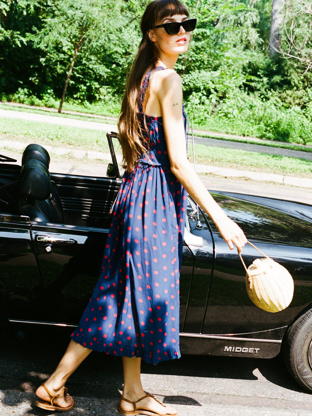 Calla Dress in Navy Dot