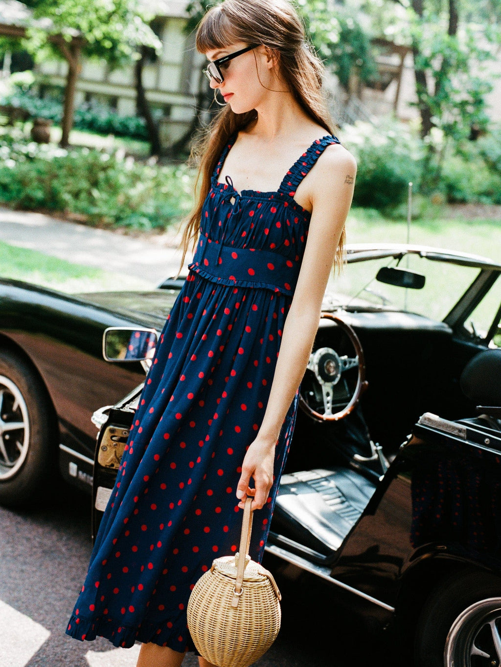 Calla Dress in Navy Dot