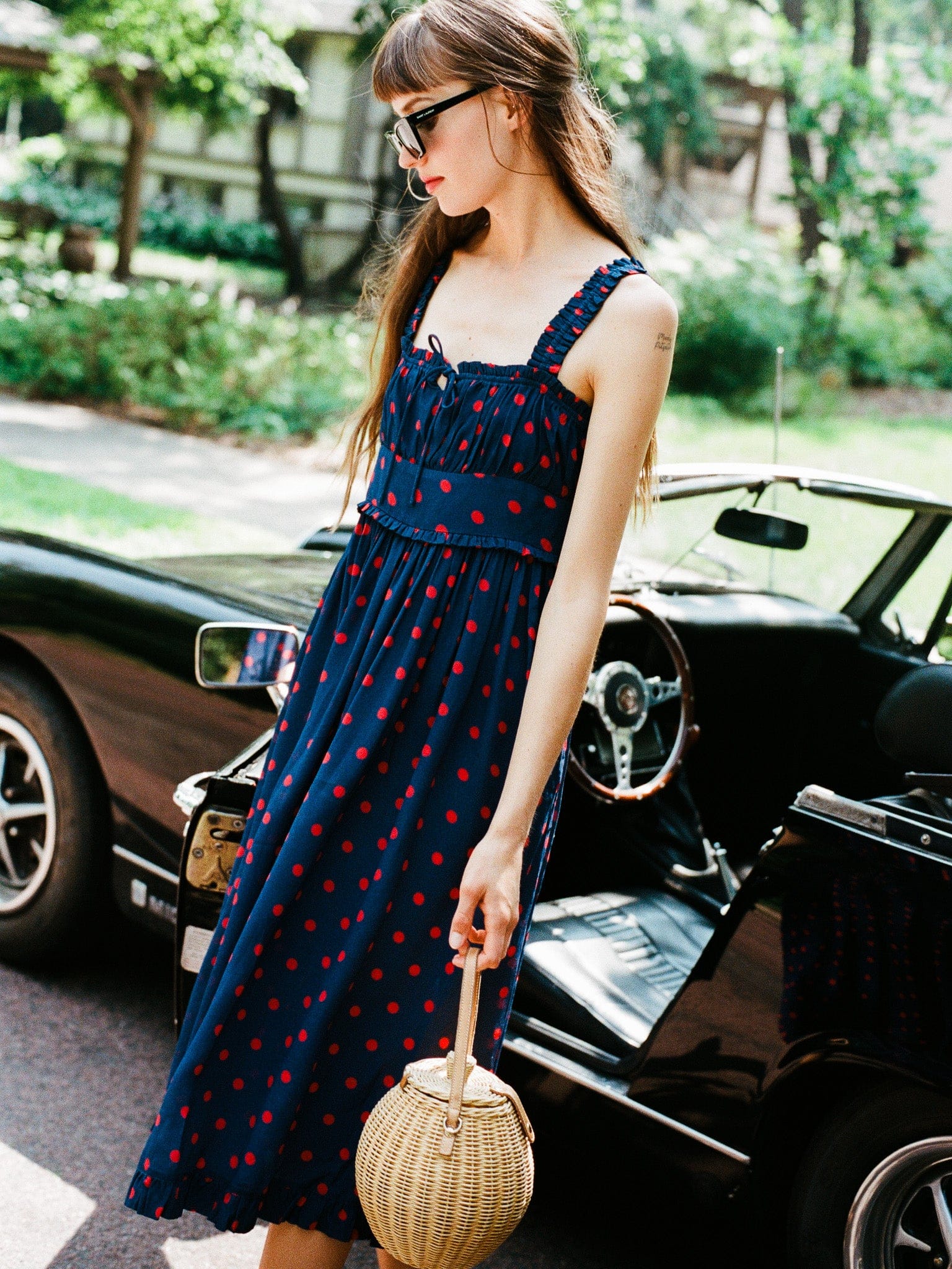 Calla Dress in Navy Dot