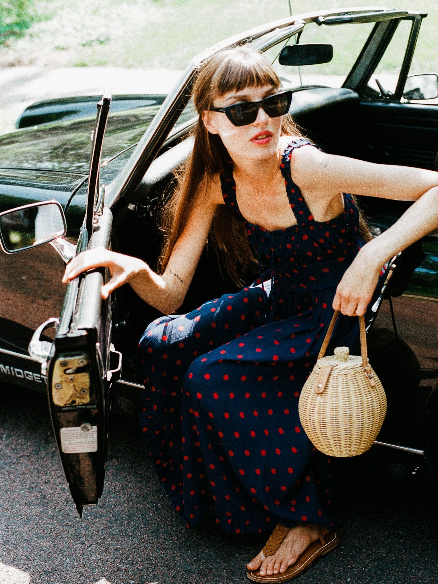 Calla Dress in Navy Dot