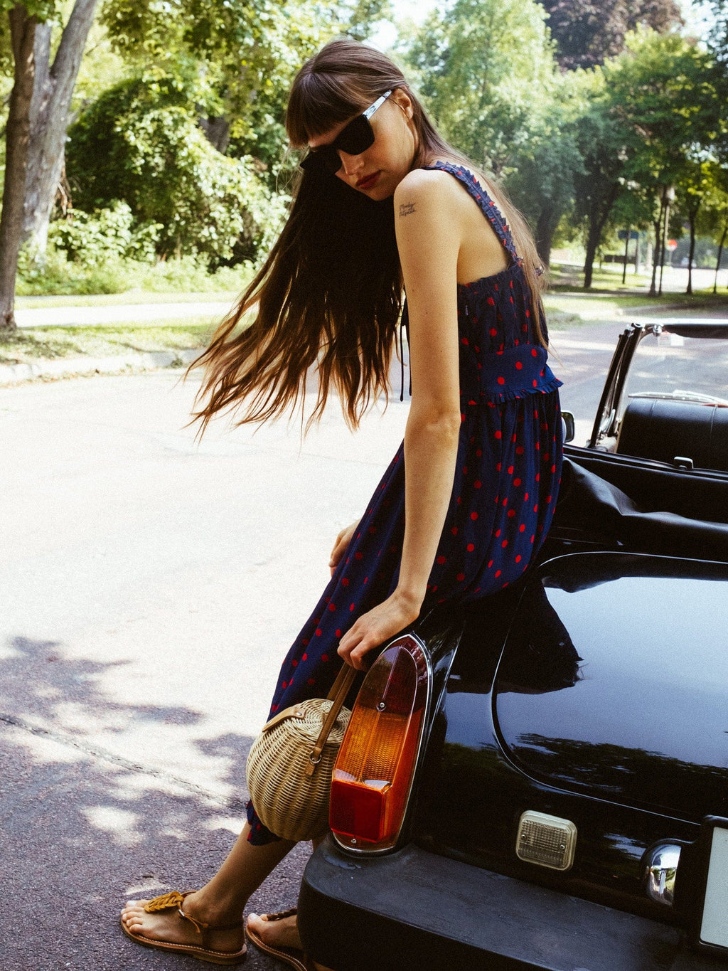 Calla Dress in Navy Dot