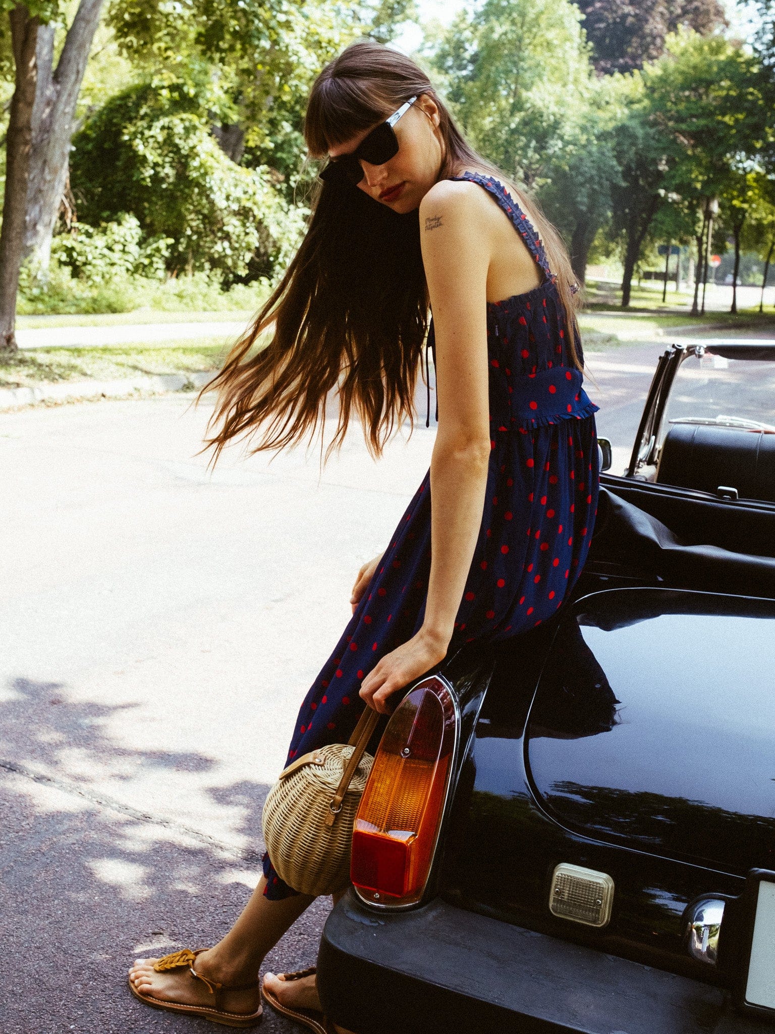 Calla Dress in Navy Dot