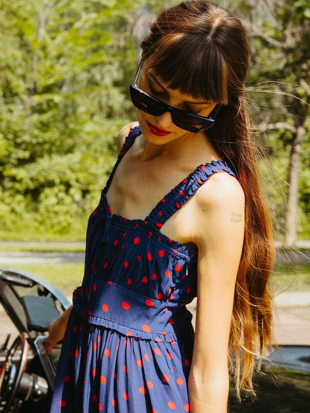 Calla Dress in Navy Dot