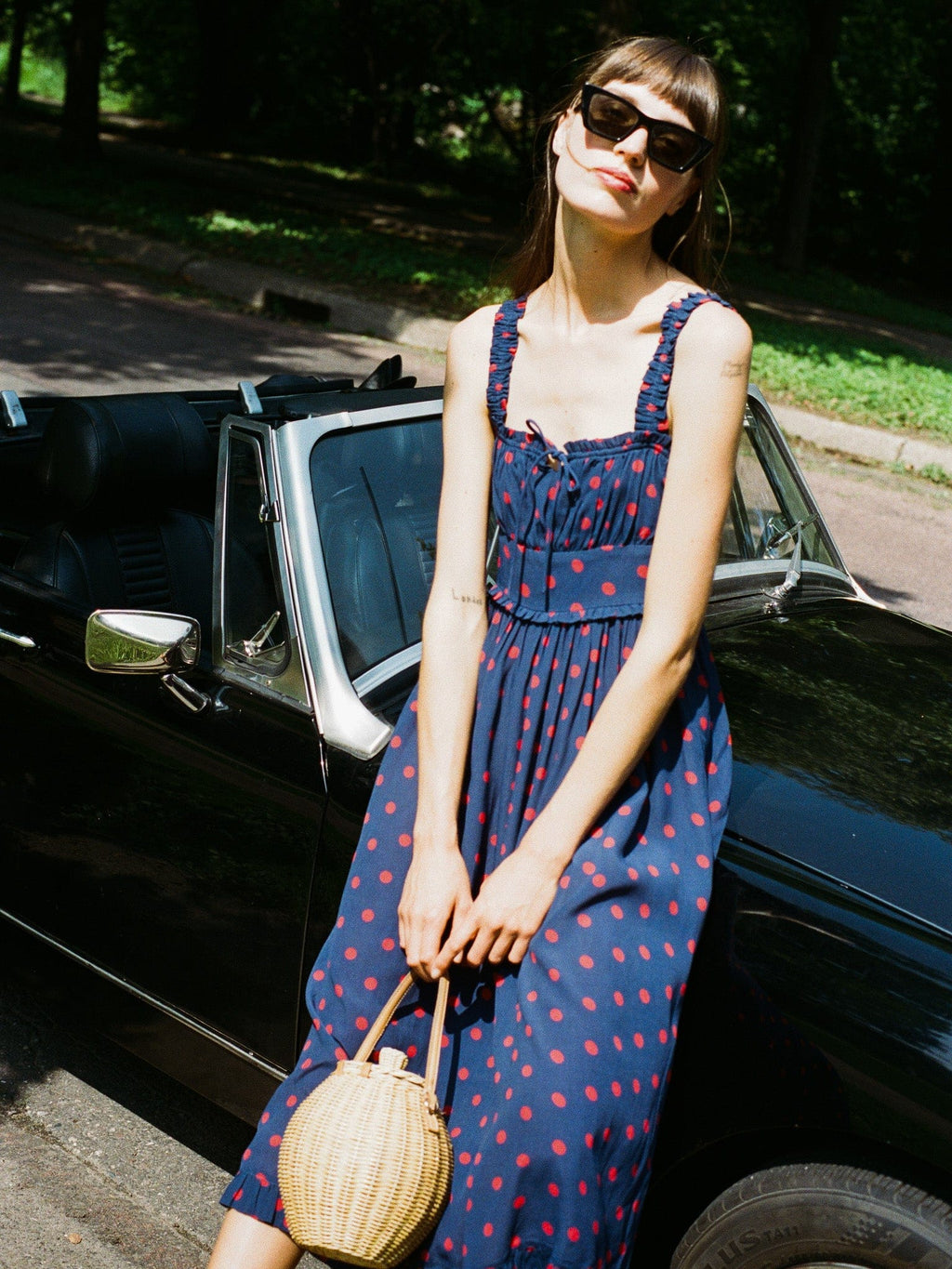 Calla Dress in Navy Dot