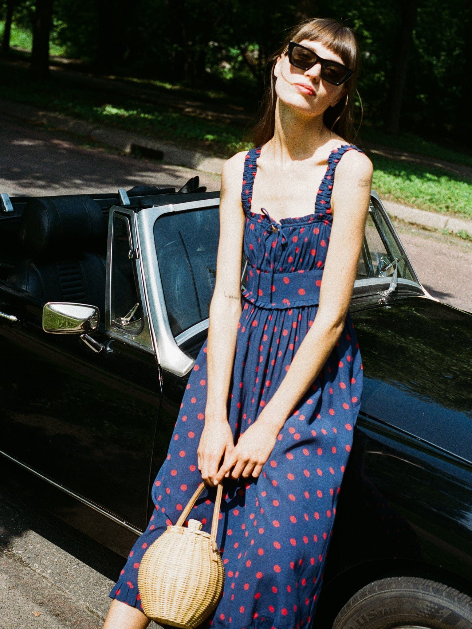 Calla Dress in Navy Dot