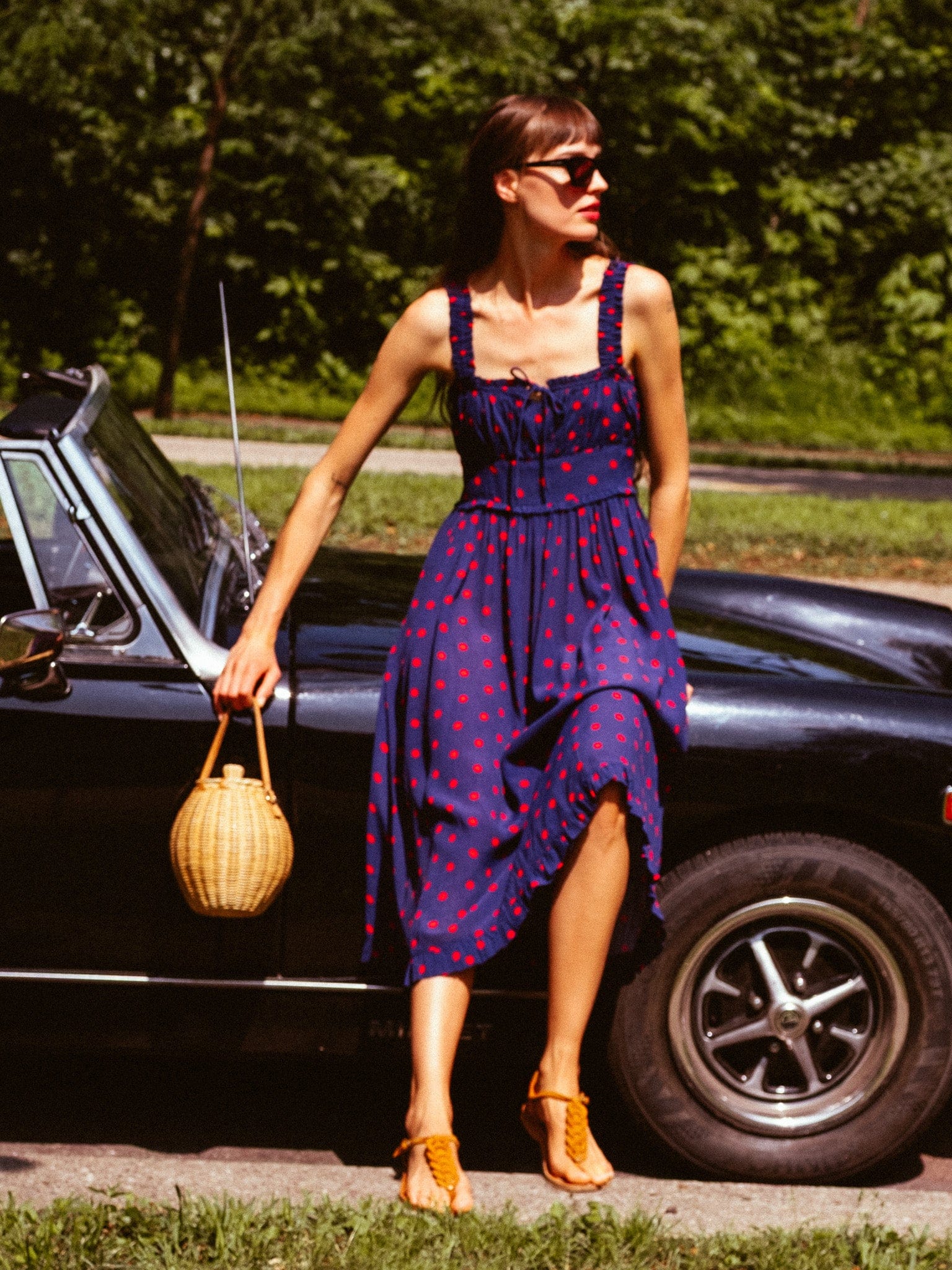 Calla Dress in Navy Dot