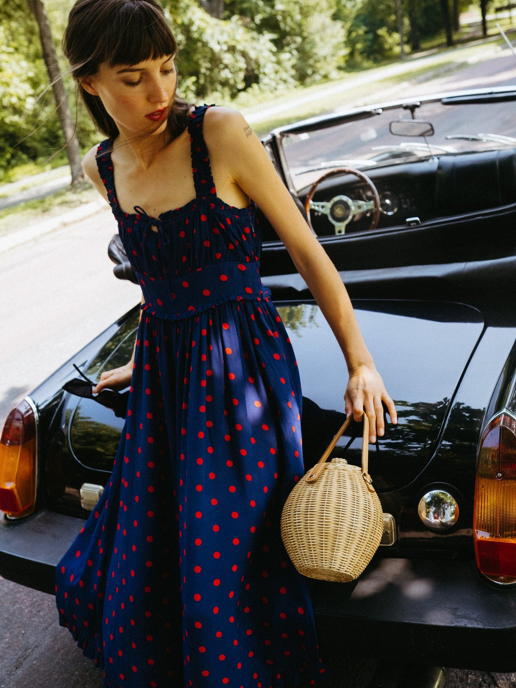 Calla Dress in Navy Dot