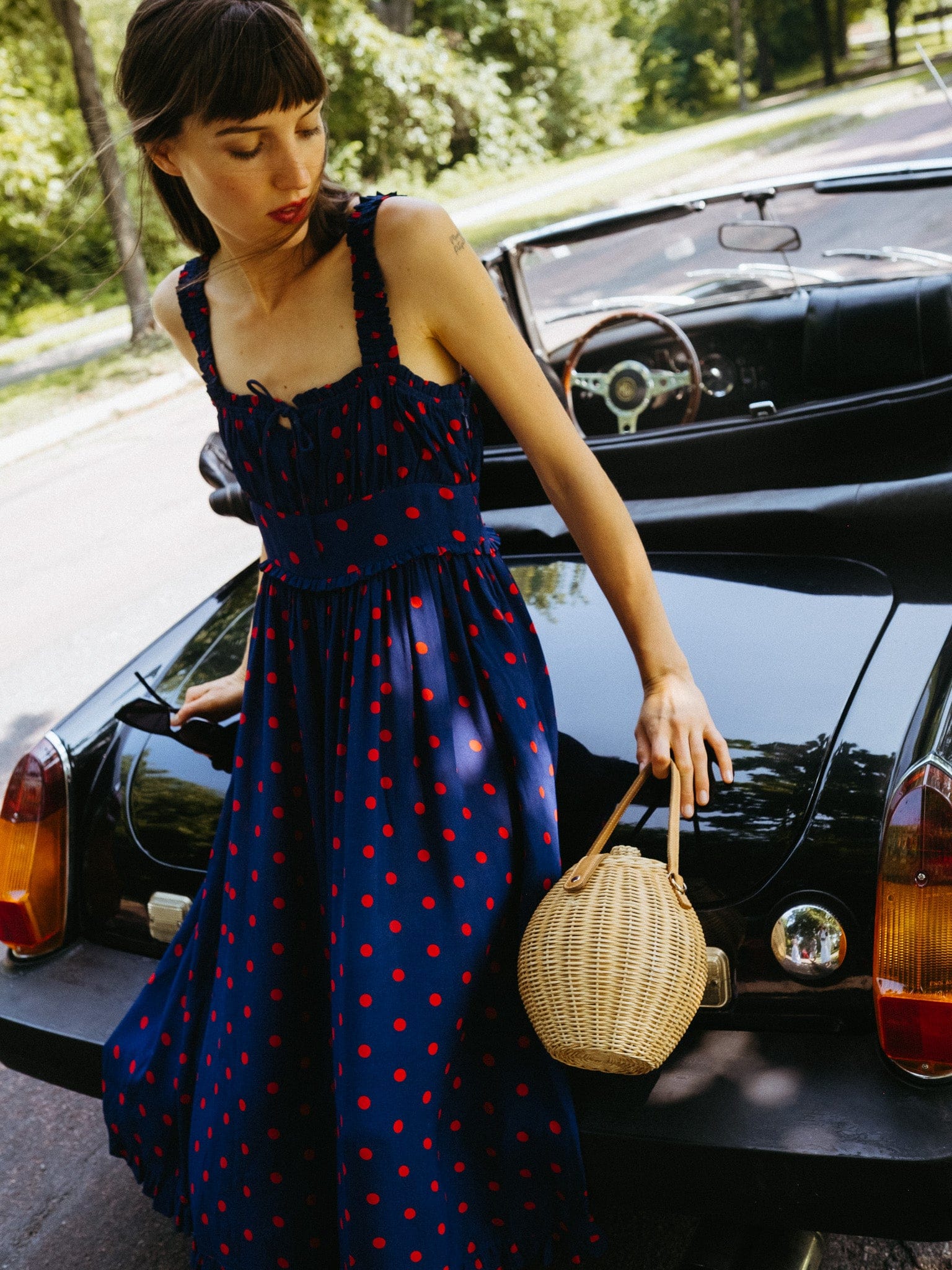 Calla Dress in Navy Dot