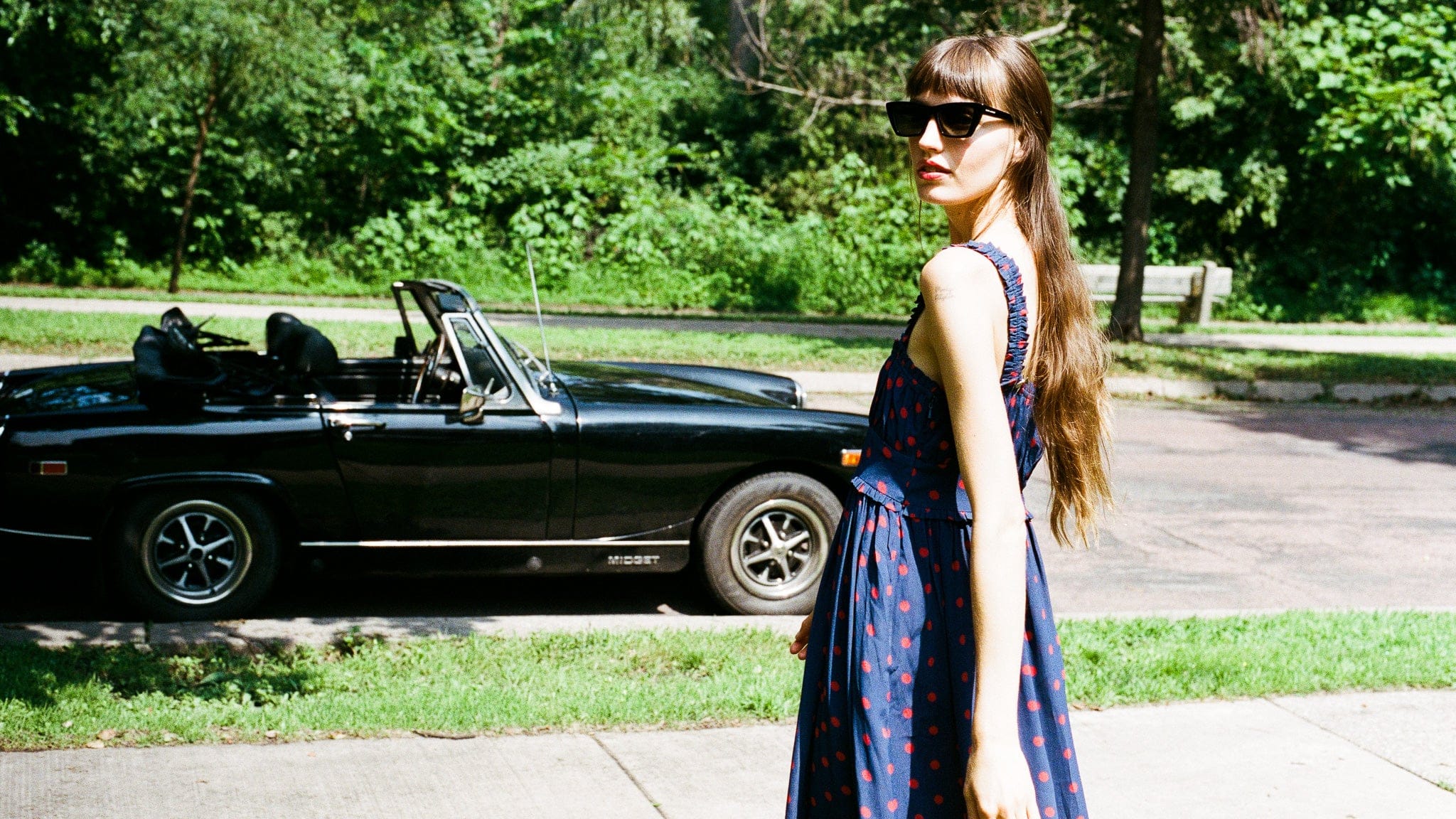 Calla Dress in Navy Dot