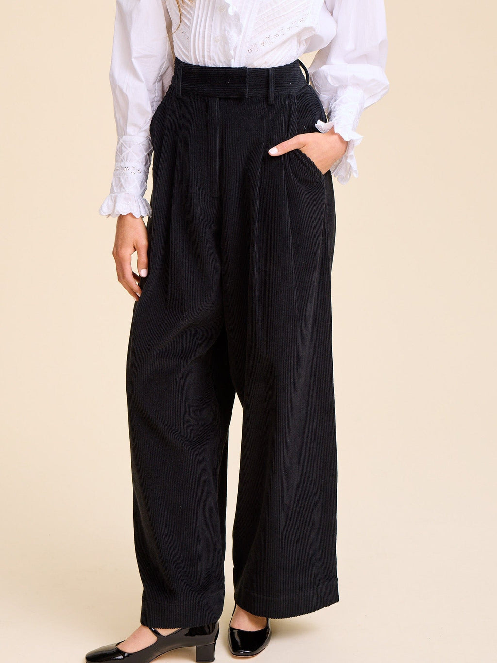 Cara Pant in Black Cord