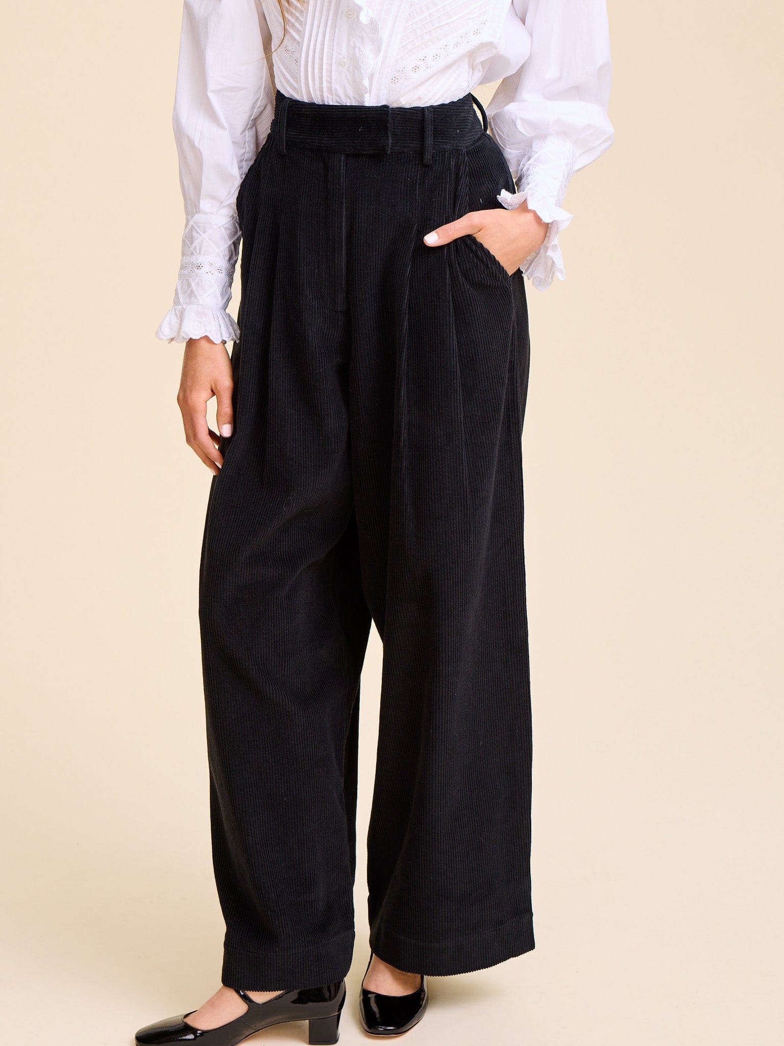 Cara Pant in Black Cord