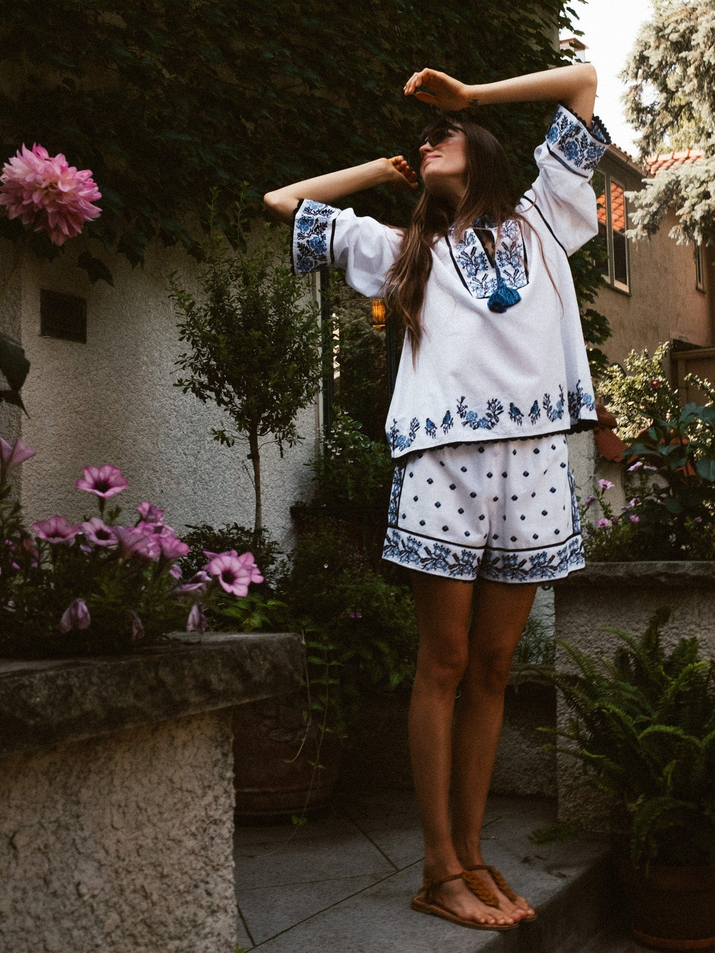 Angelica Top in Santorini Embroidery