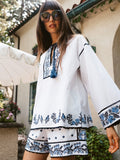Angelica Top in Santorini Embroidery