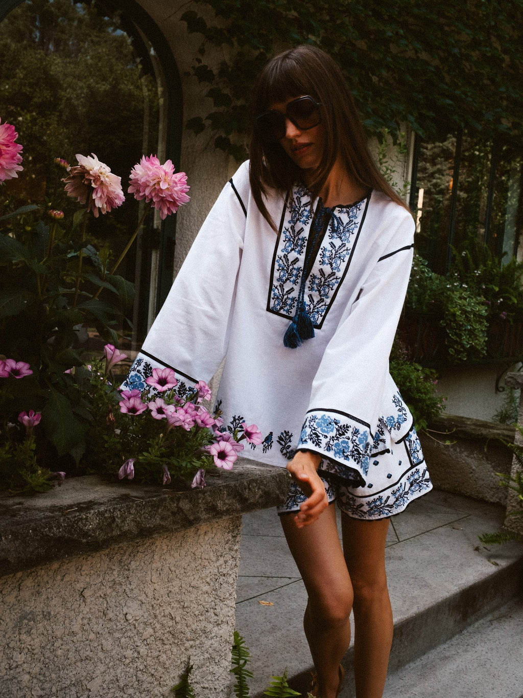 Angelica Top in Santorini Embroidery