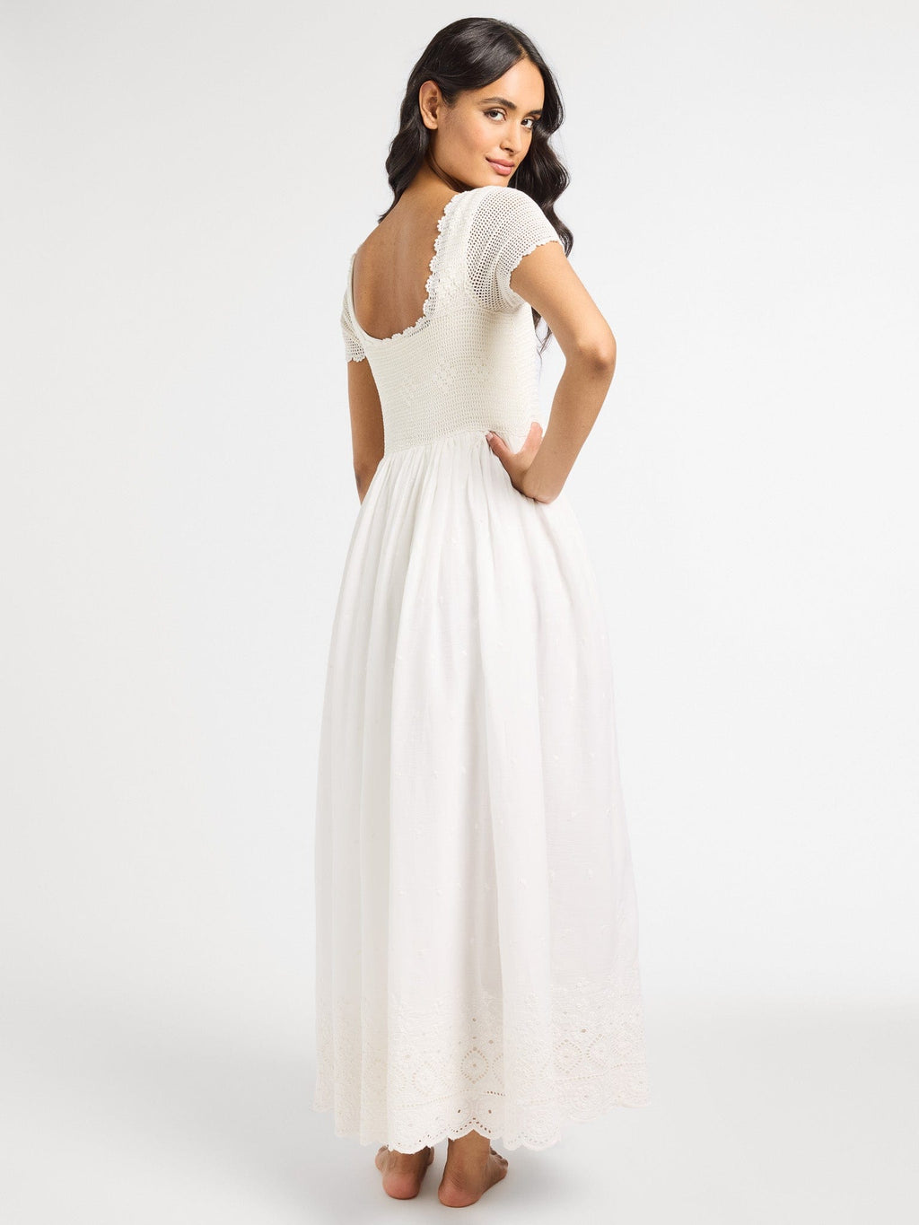 Carla Crochet Dress in White