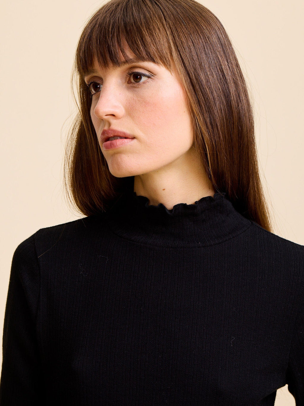Carmela Pointelle Turtleneck in Black