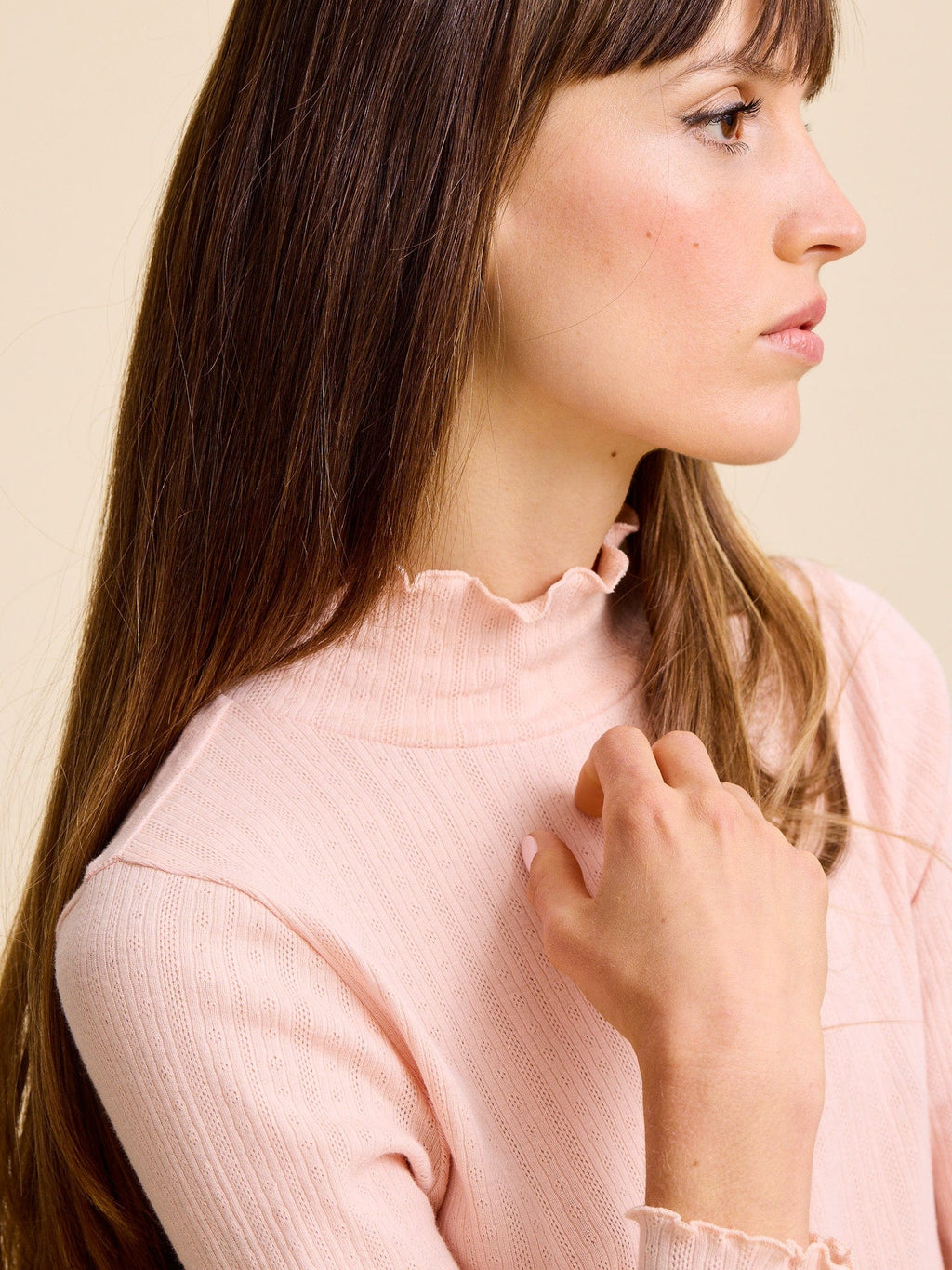 Carmela Pointelle Turtleneck in Spanish Villa