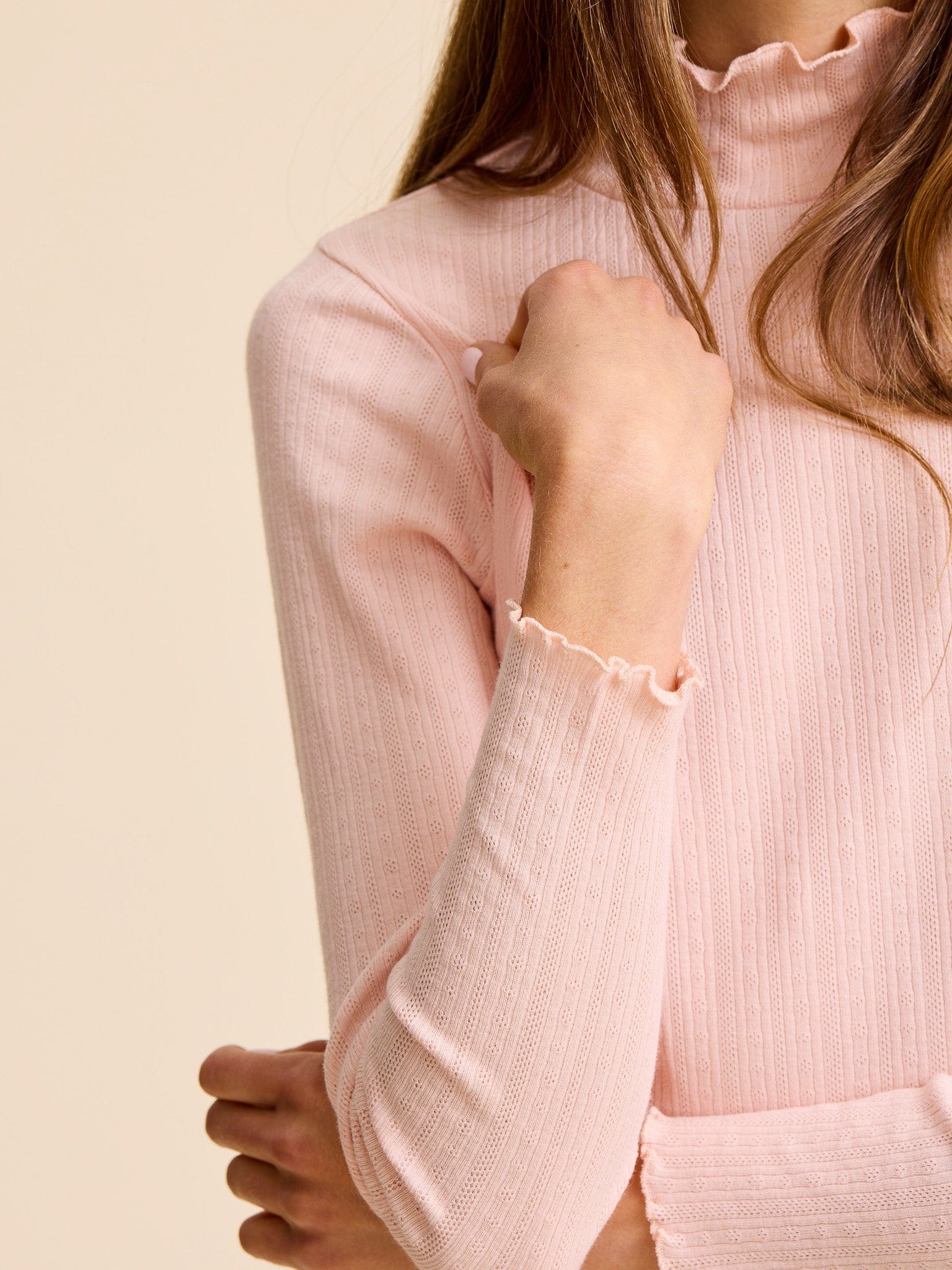 Carmela Pointelle Turtleneck in Spanish Villa