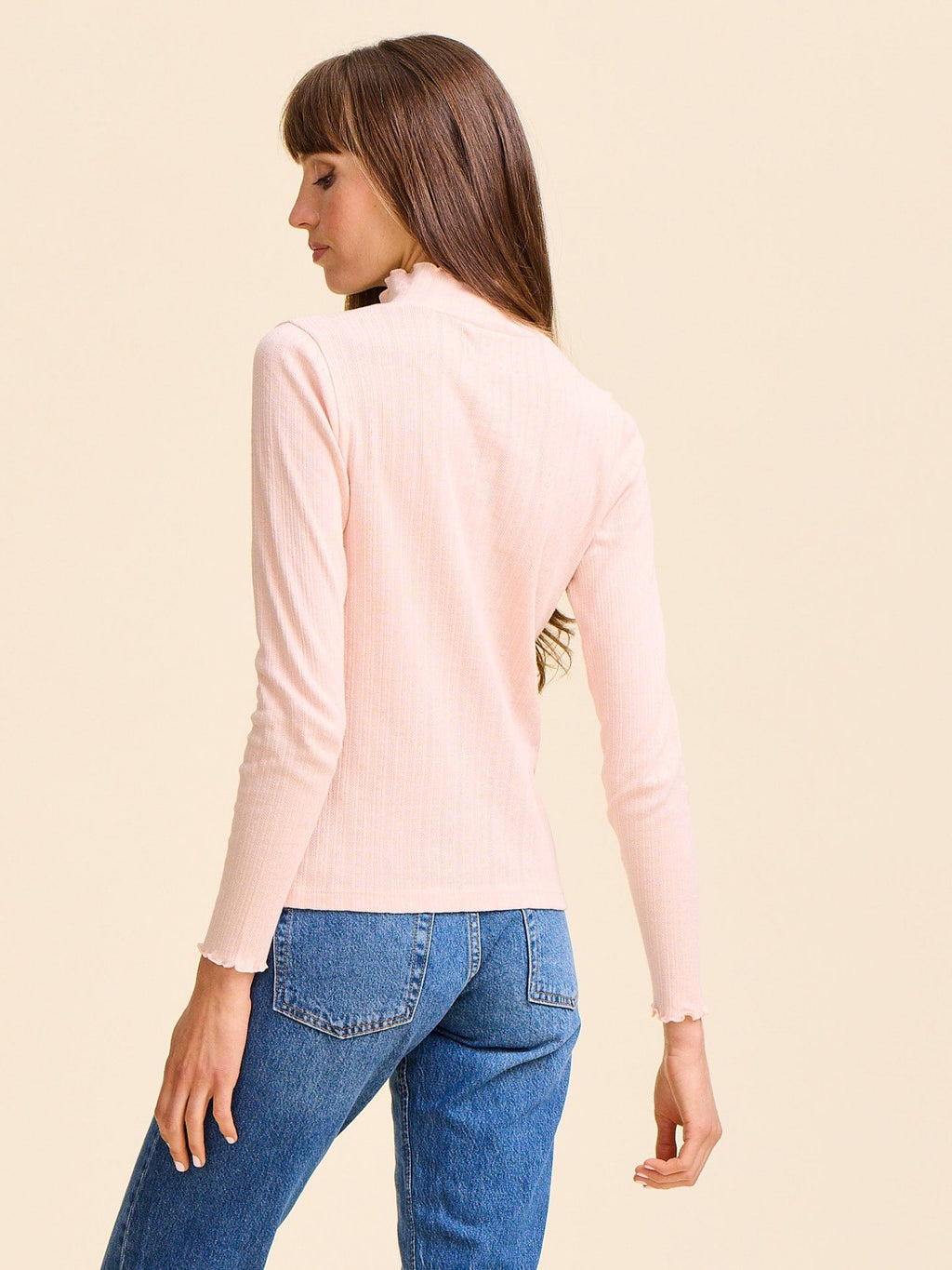 Carmela Pointelle Turtleneck in Spanish Villa