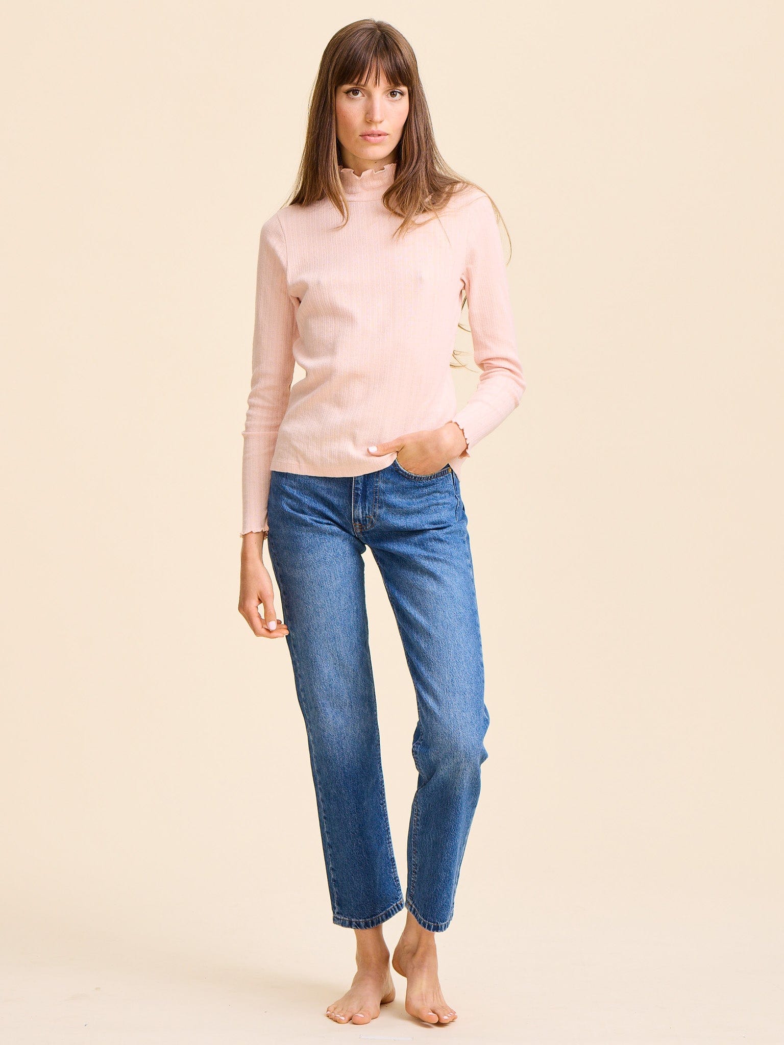 Carmela Pointelle Turtleneck in Spanish Villa