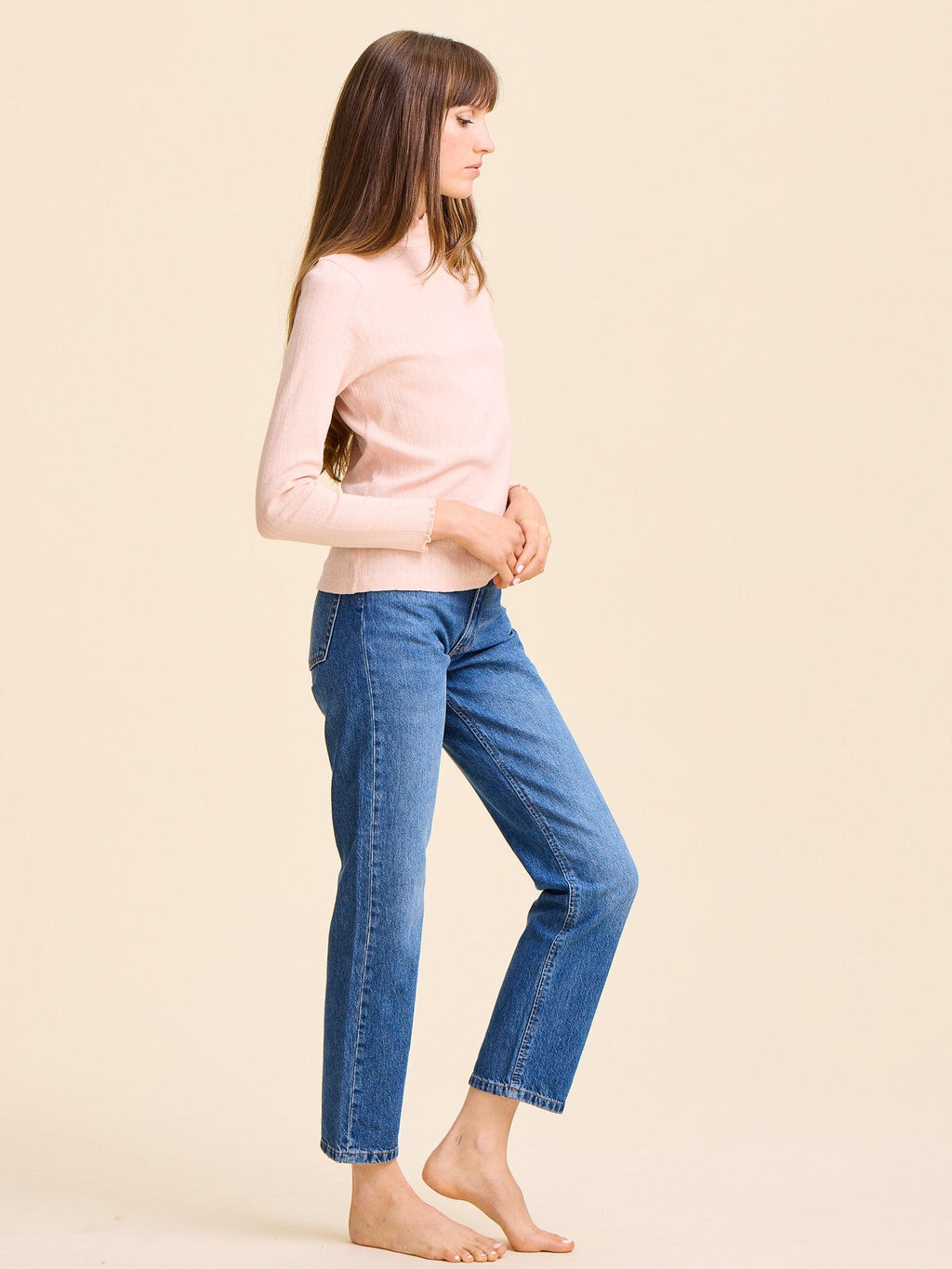 Carmela Pointelle Turtleneck in Spanish Villa